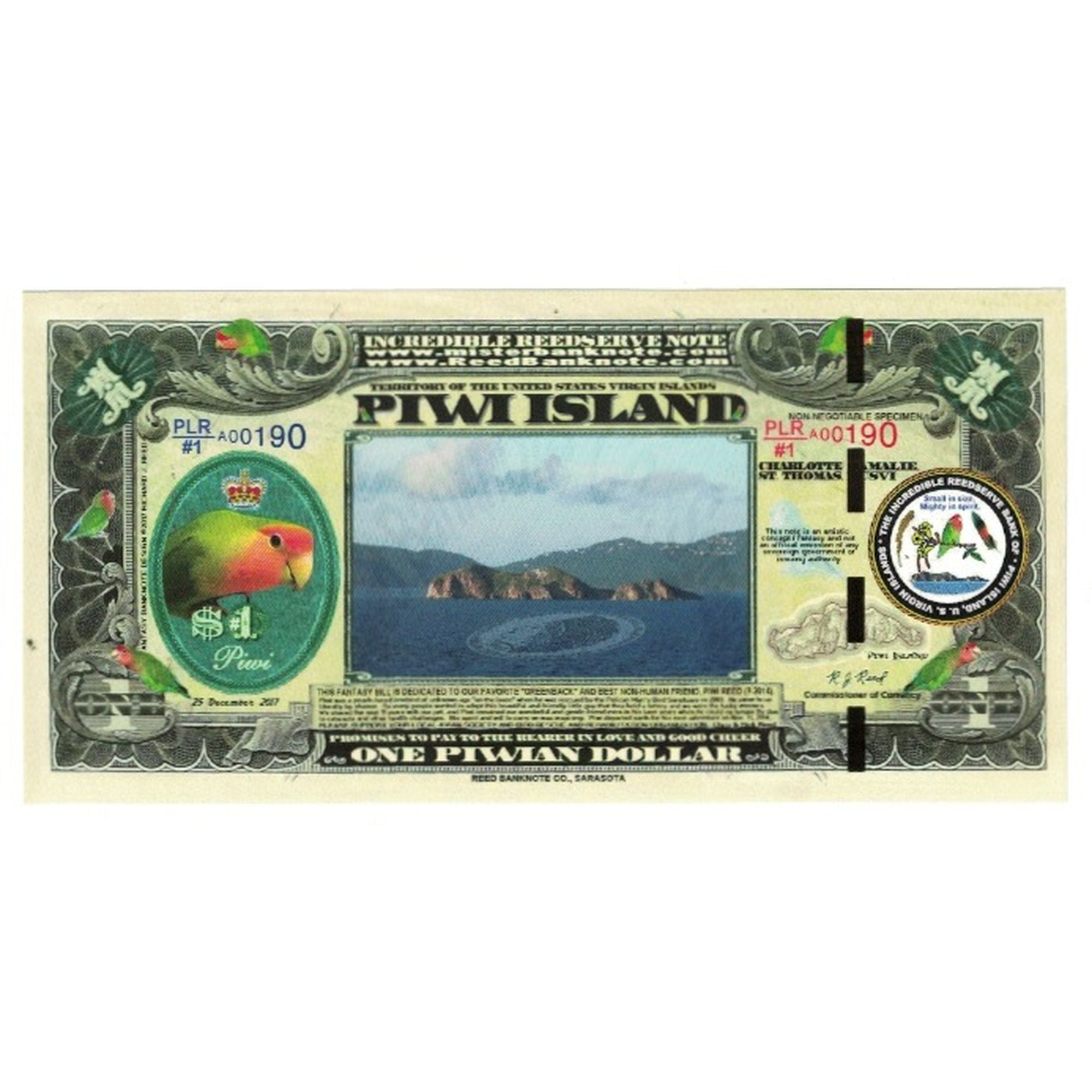 Banknot, USA, 1 Dollar, 2017, 2017-12-25, PIWI ISLAND, UNC(65-70)
