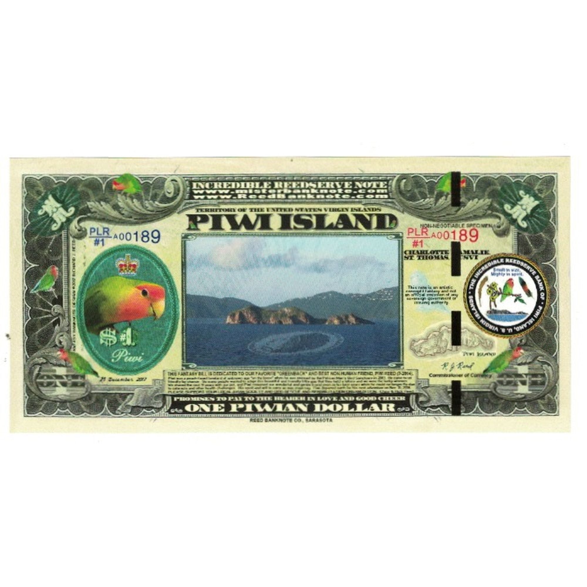 Banknot, USA, 1 Dollar, 2017, 2017-12-25, PIWI ISLAND, UNC(65-70)