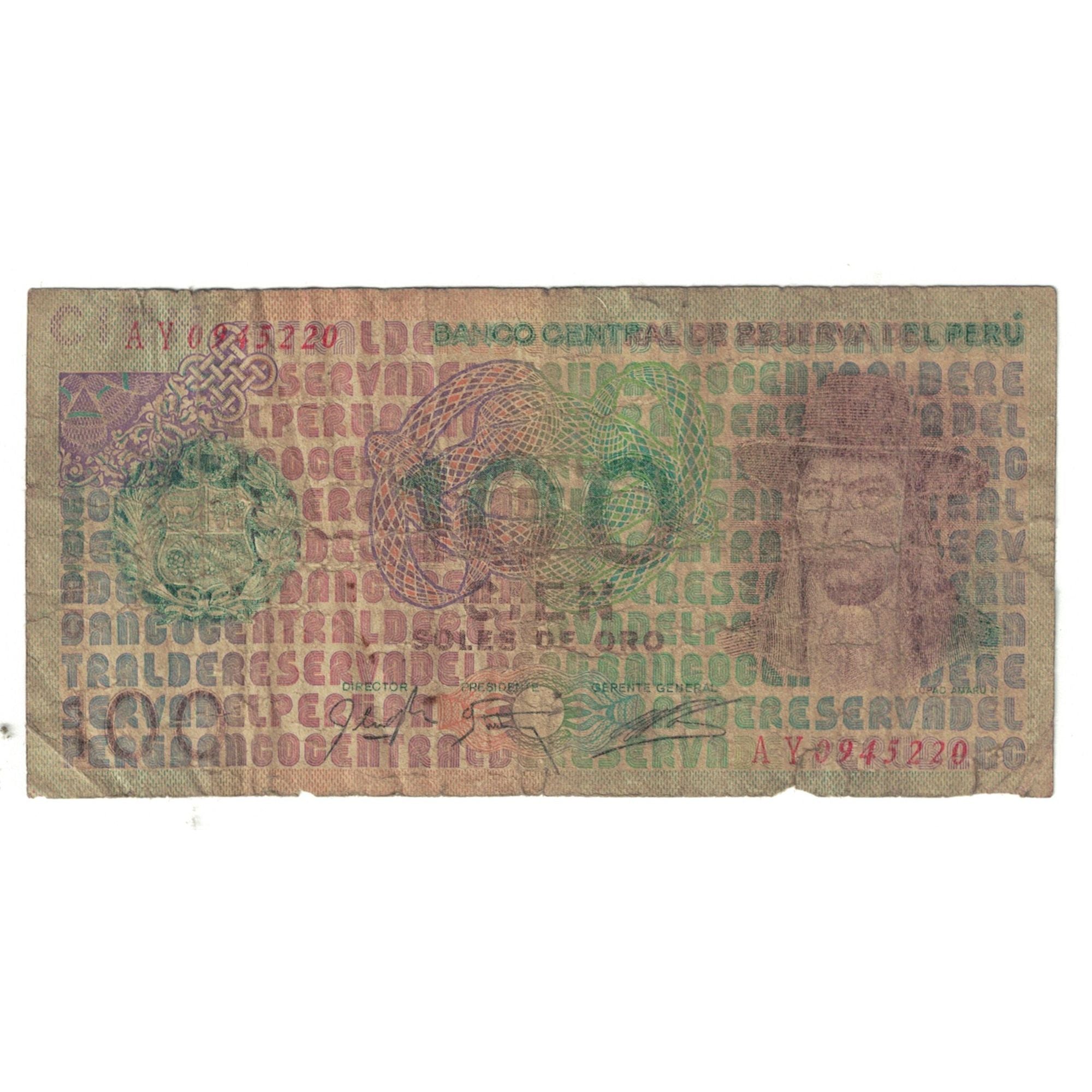 Banconote, Perù, 100 Soles De Oro, KM:114, B+