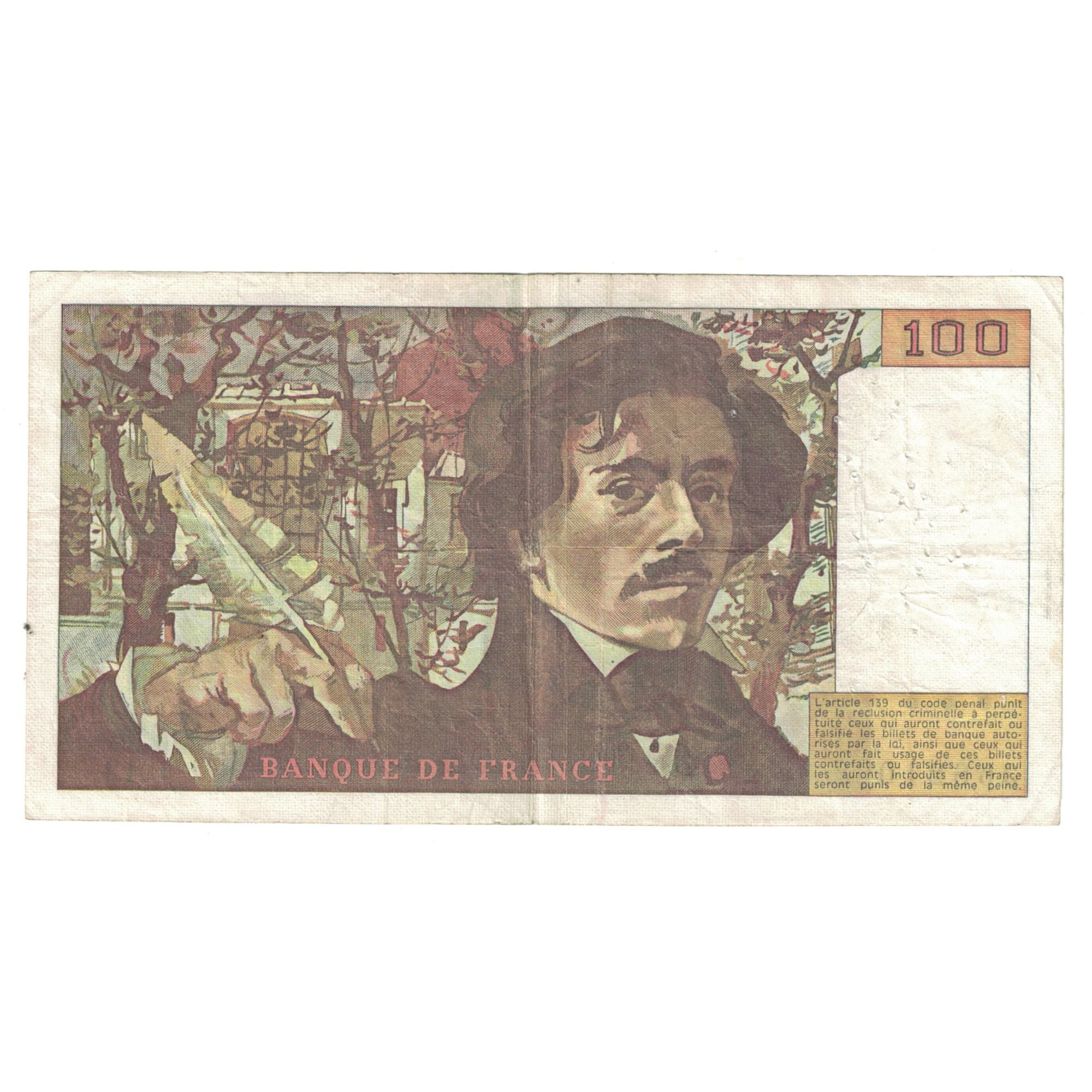 França, 100 Francs, Delacroix, 1979, L.12366210, VF(20-25), Fayette:69.02C