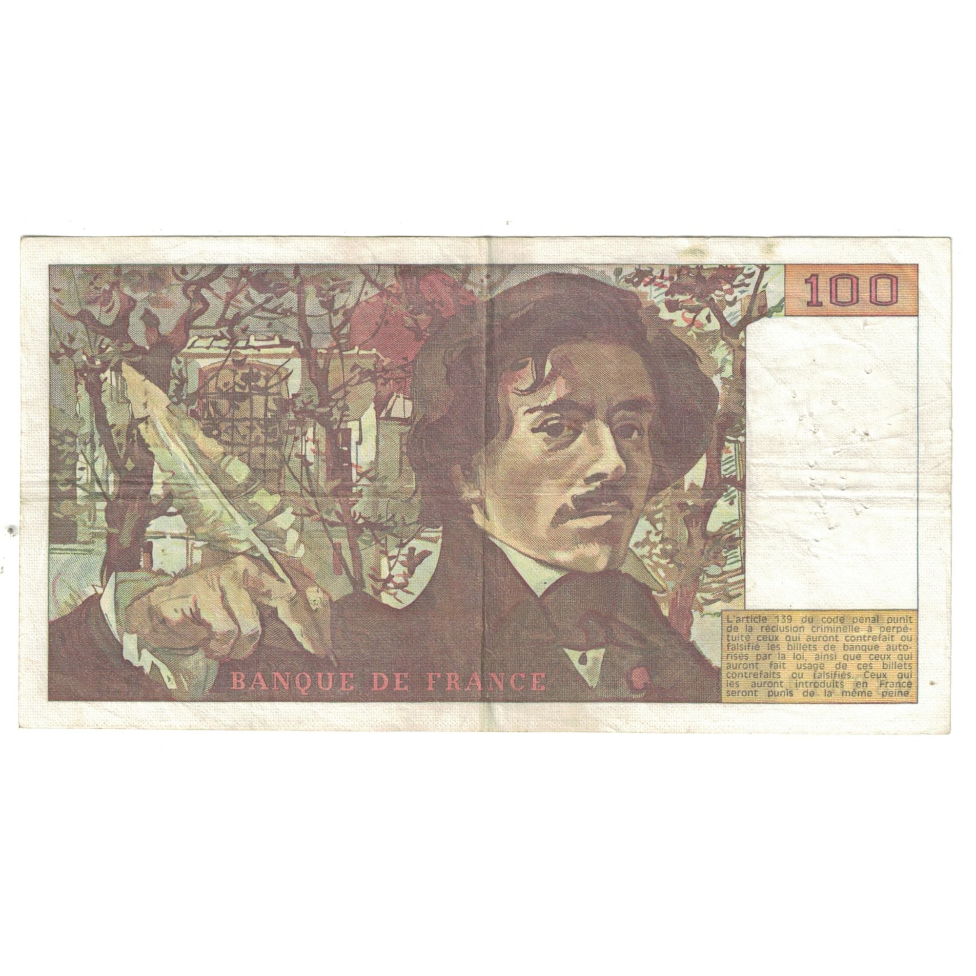 France, 100 Francs, Delacroix, 1978, R.3 080314, EF(40-45), Fayette:69.01b