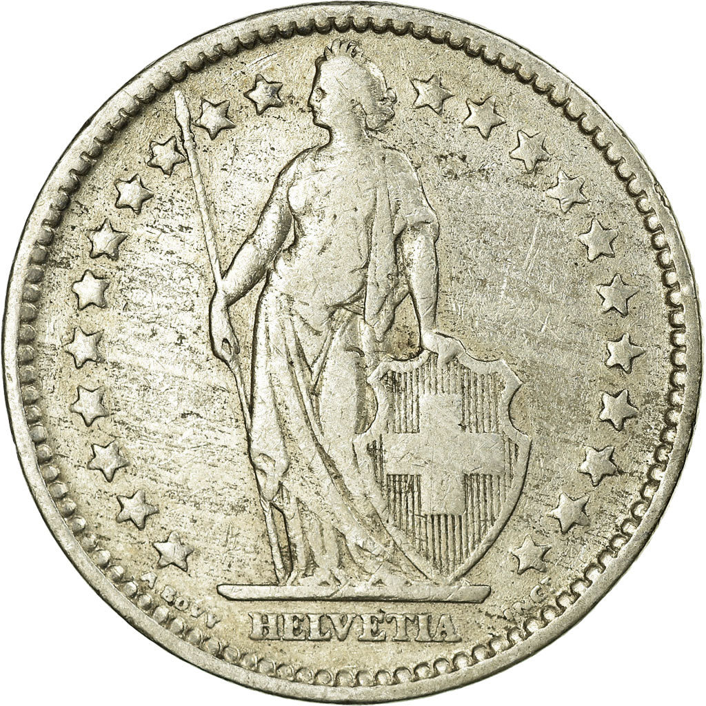 Coin, Switzerland, 2 Francs, 1875, Bern, EF(40-45), Silver, KM:21
