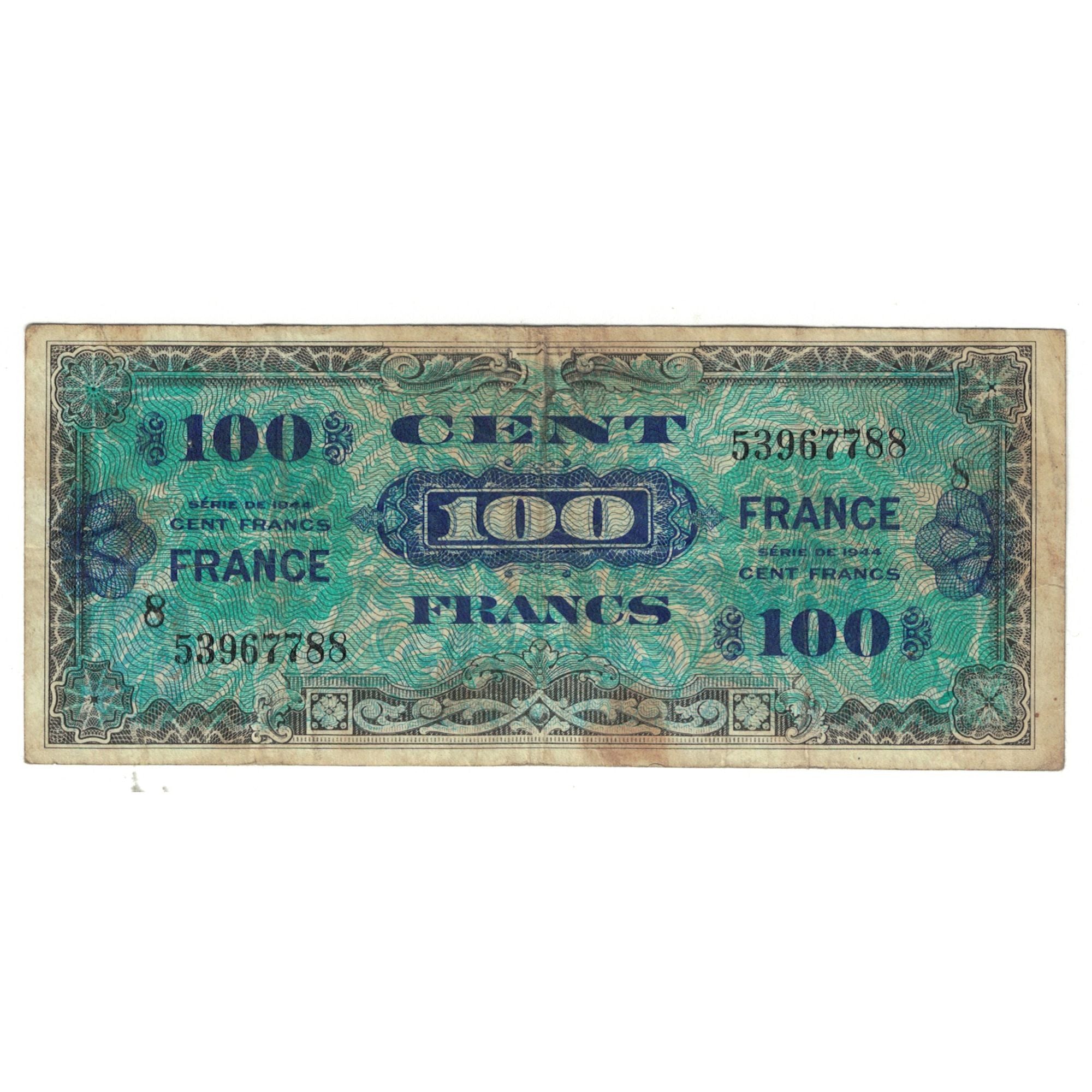 Francja, 100 Francs, 1944, 53967788, EF(40-45), Fayette:VF25.04, KM:118a