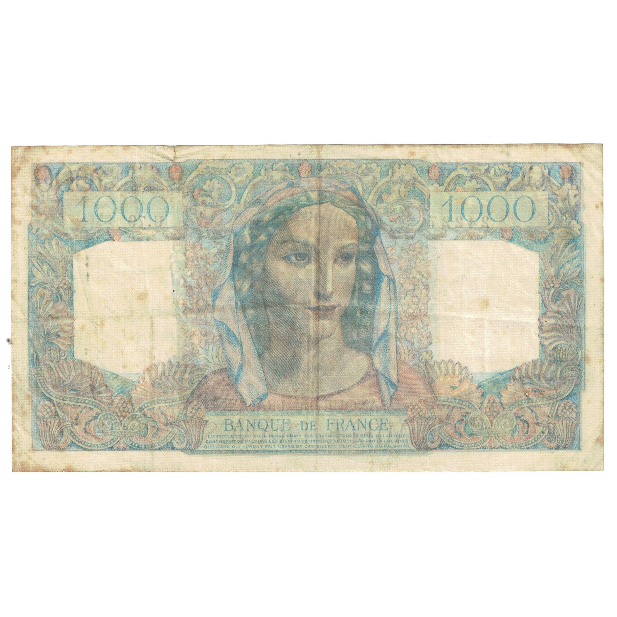 Francia, 1000 Francs, Minerve et Hercule, 1946, U.79 24227, MB, Fayette:41.11