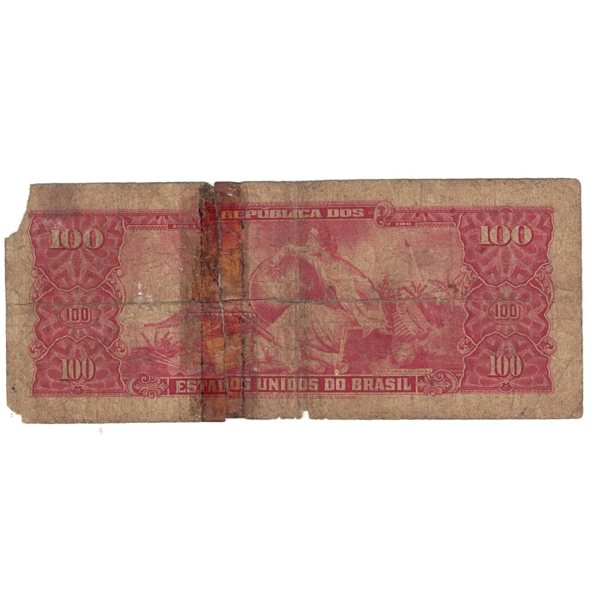 Nota, Brasil, 10 Centavos on 100 Cruzeiros, KM:185b, VF(20-25)