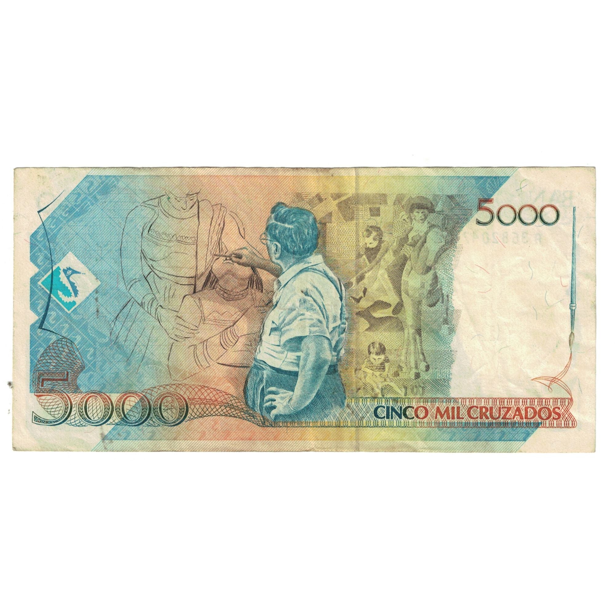 Nota, Brasil, 5000 Cruzados, KM:214a, VF(30-35)