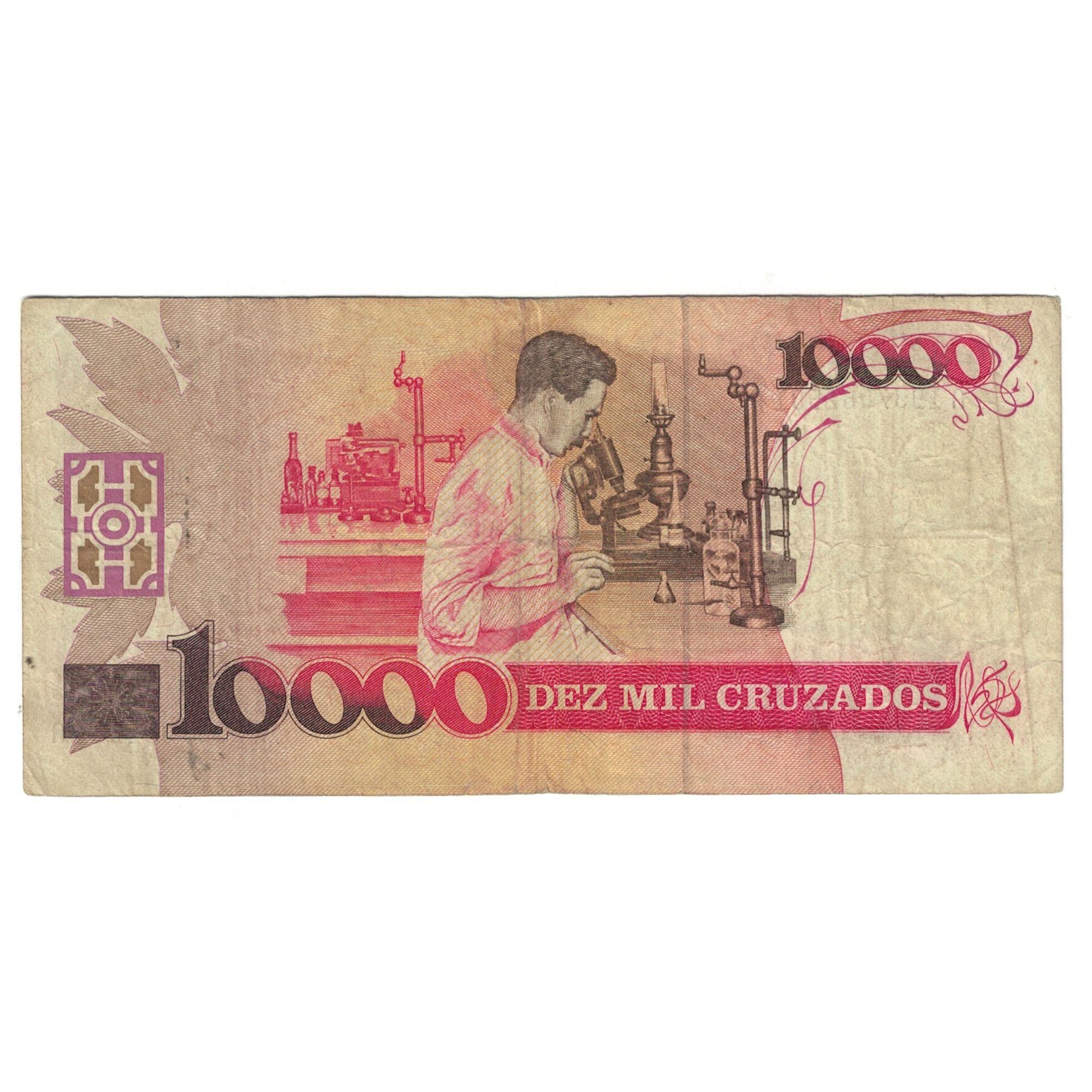 Banknot, Brazylia, 10 Cruzados Novos on 10,000 Cruzados, Undated (1989)