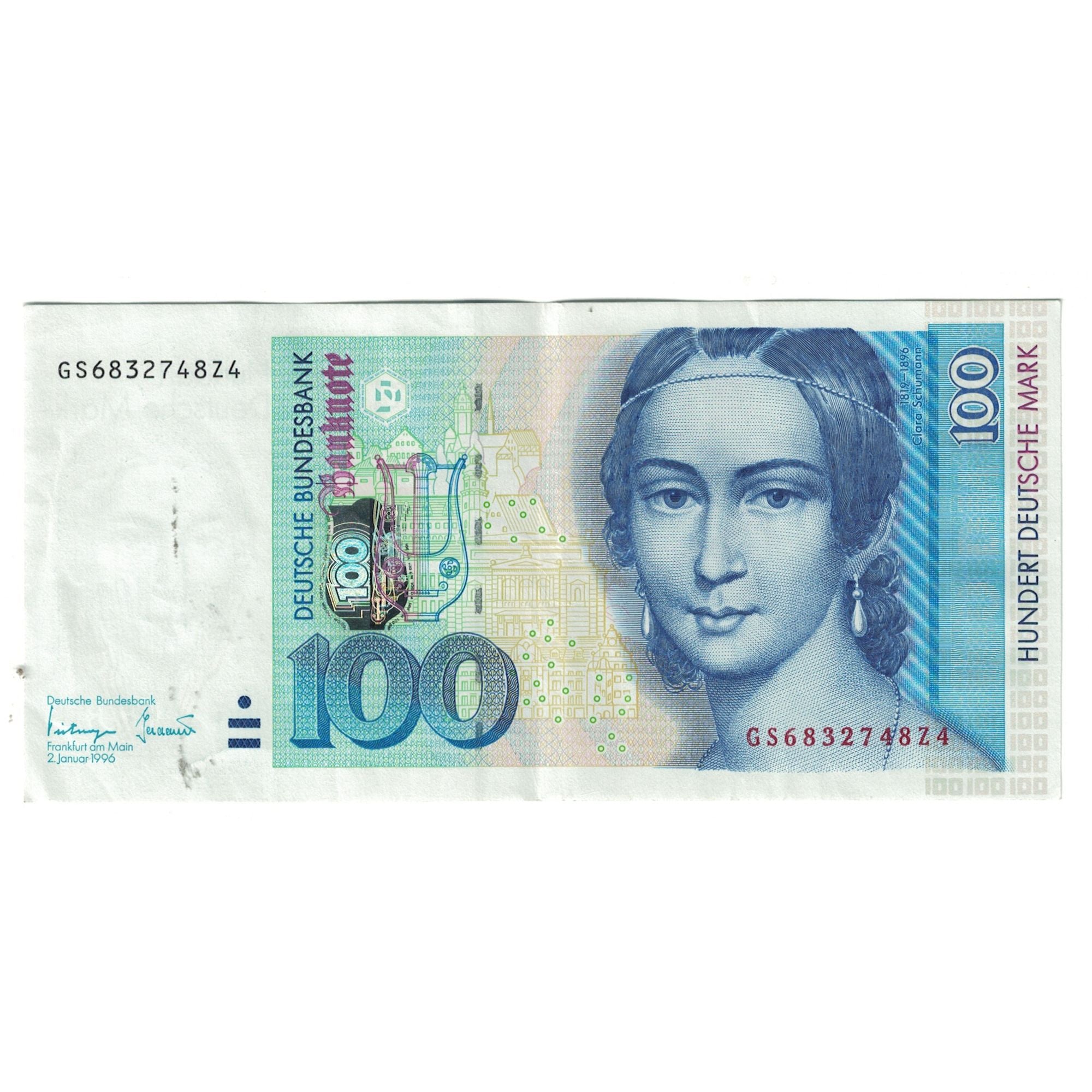 Geldschein, Bundesrepublik Deutschland, 100 Deutsche Mark, 1996, 1996-01-02