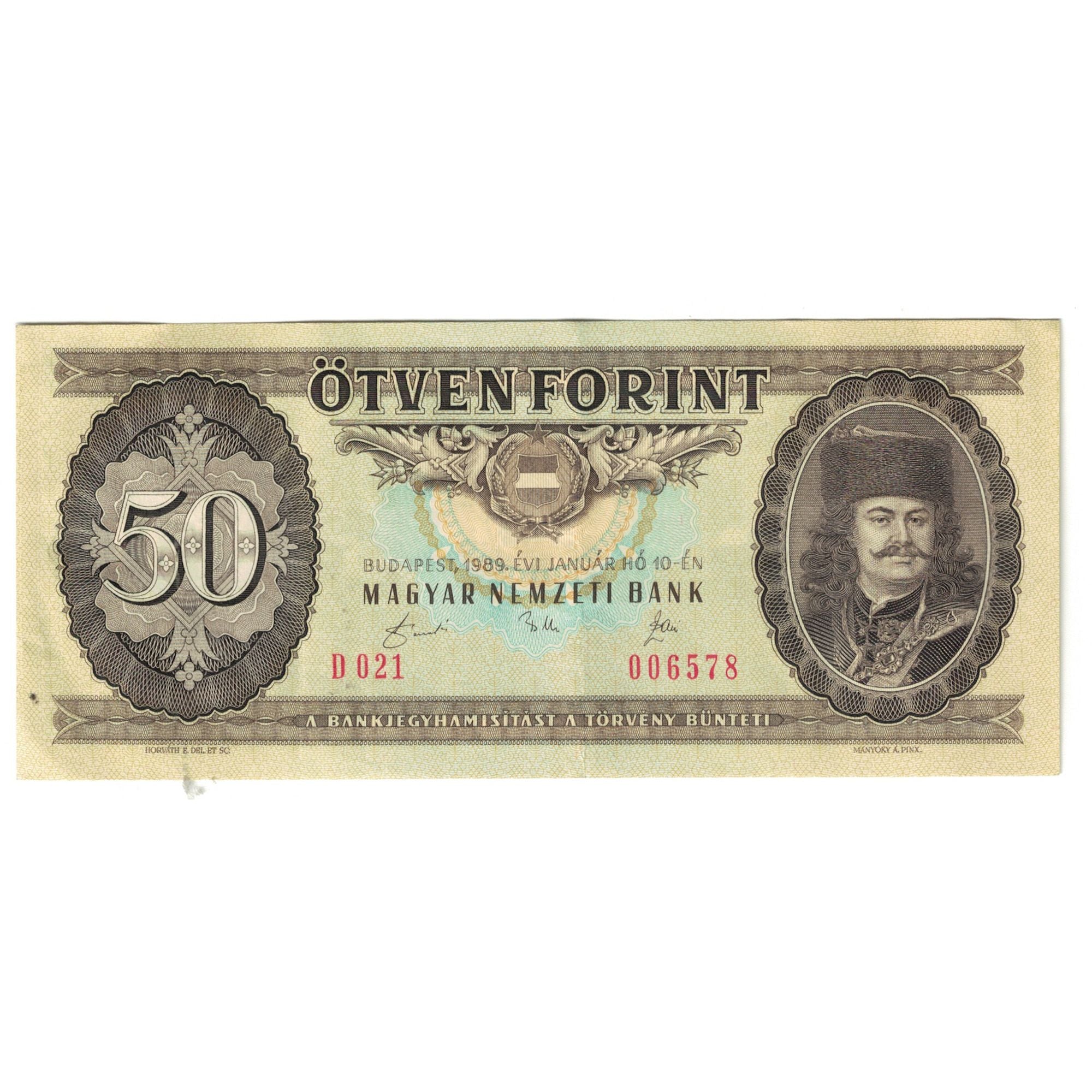 Nota, Hungria, 50 Forint, 1989, 1989-01-10, KM:170h, AU(55-58)