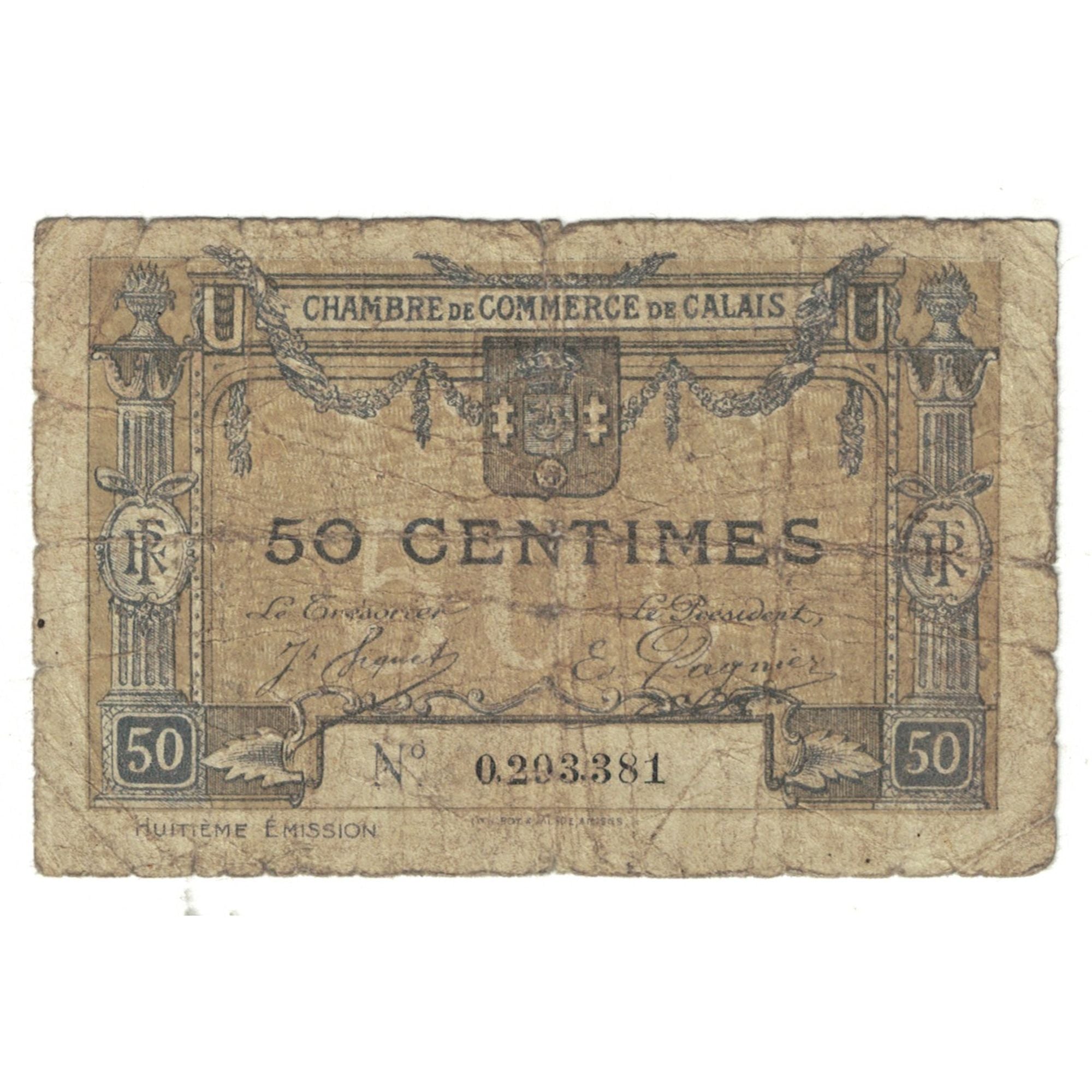 Francia, Calais, 50 Centimes, MB, Pirot:36-42