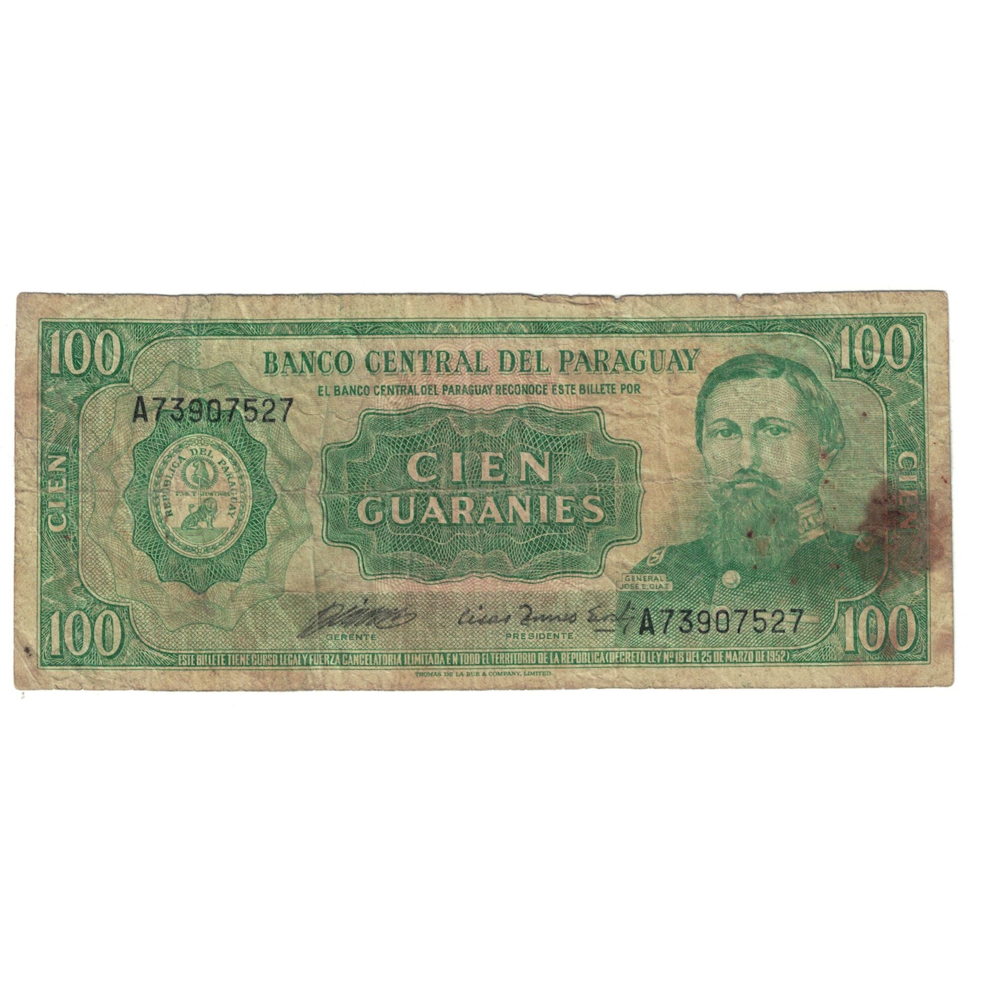 Billete, 100 Guaranies, Paraguay, KM:205, BC