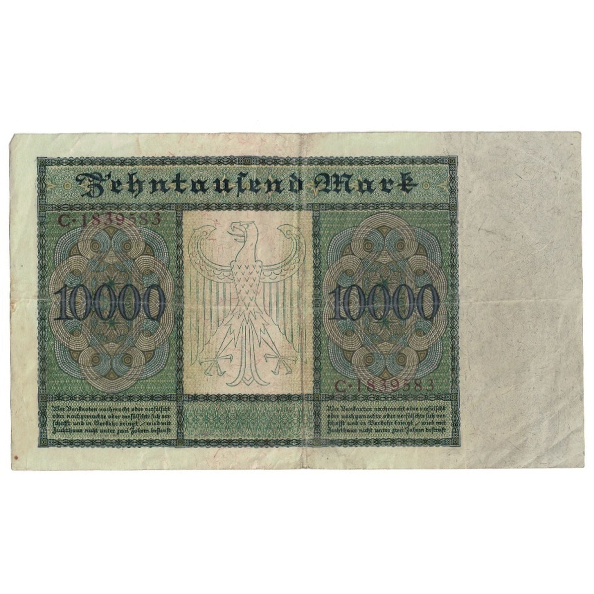 Biljet, Duitsland, 10,000 Mark, 1922, 1922-01-19, KM:71, TTB