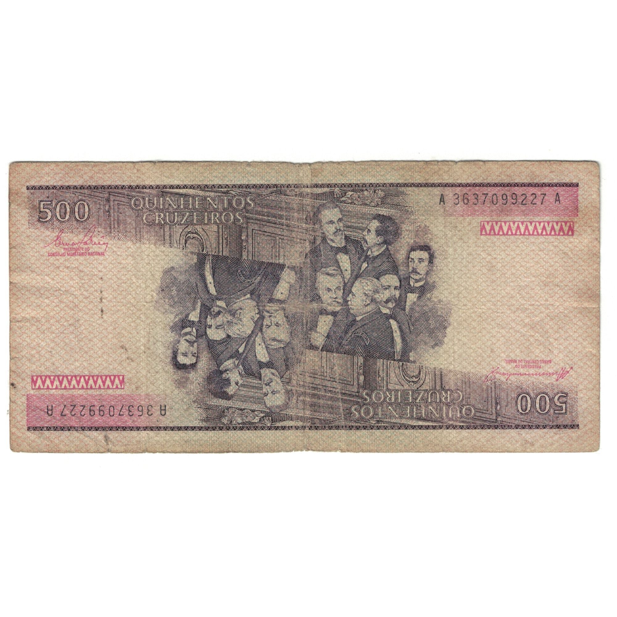 Nota, Brasil, 500 Cruzeiros, KM:200a, VF(20-25)