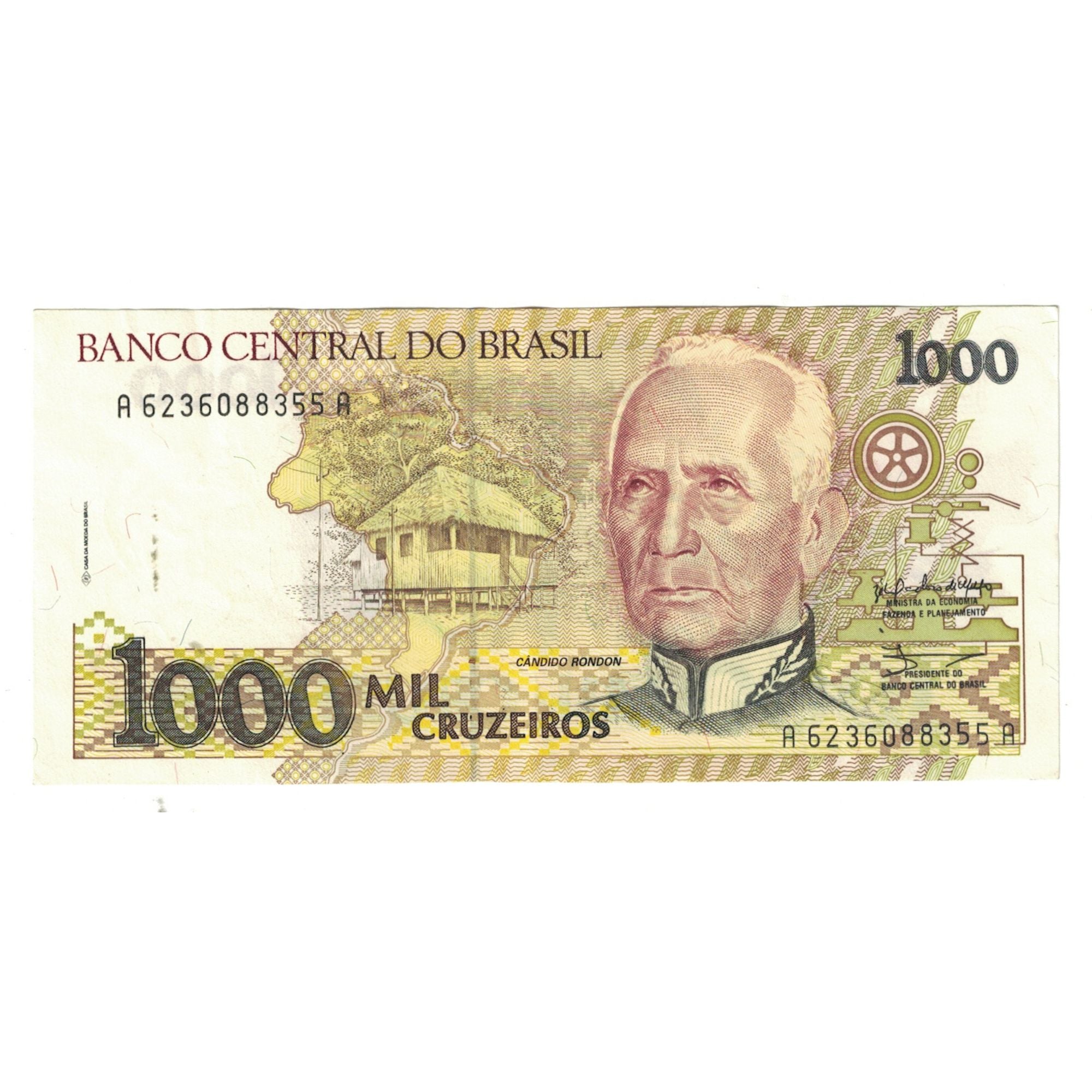 Nota, Brasil, 1000 Cruzeiros, KM:231b, AU(55-58)