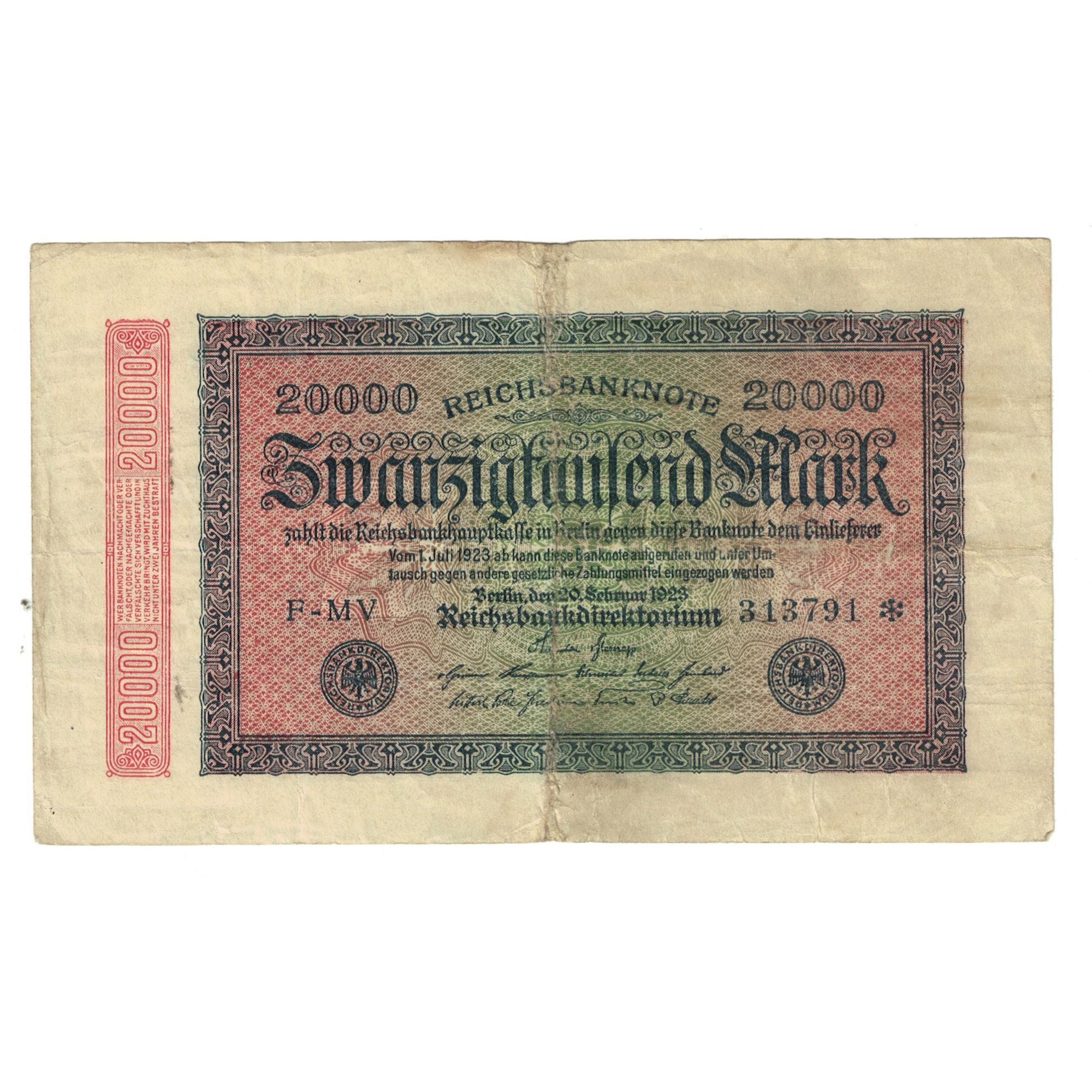 Banconote, Germania, 20,000 Mark, 1923, 1923-02-20, KM:85d, BB