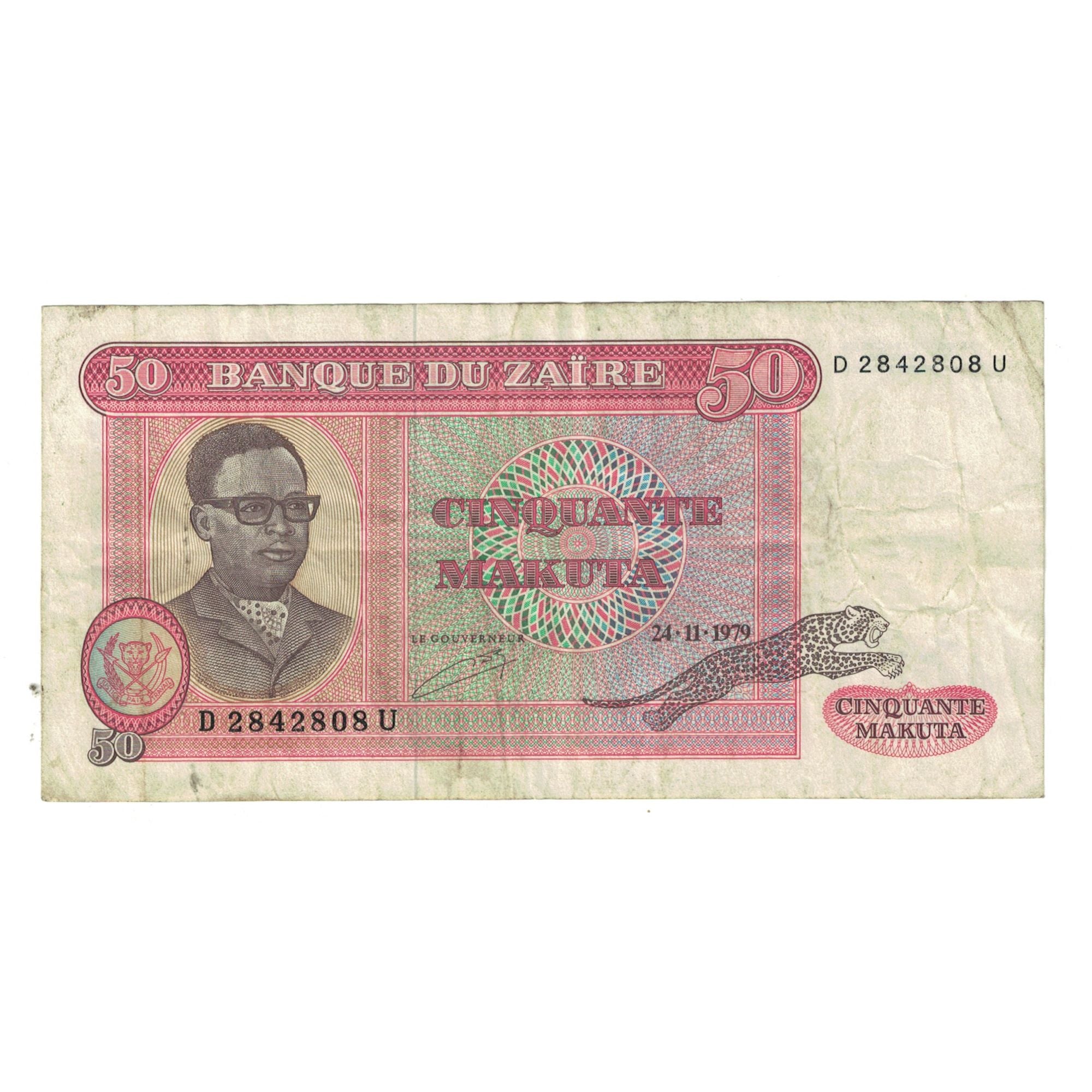 Nota, Zaire, 50 Makuta, 1979, 1979-11-24, KM:17a, VF(30-35)