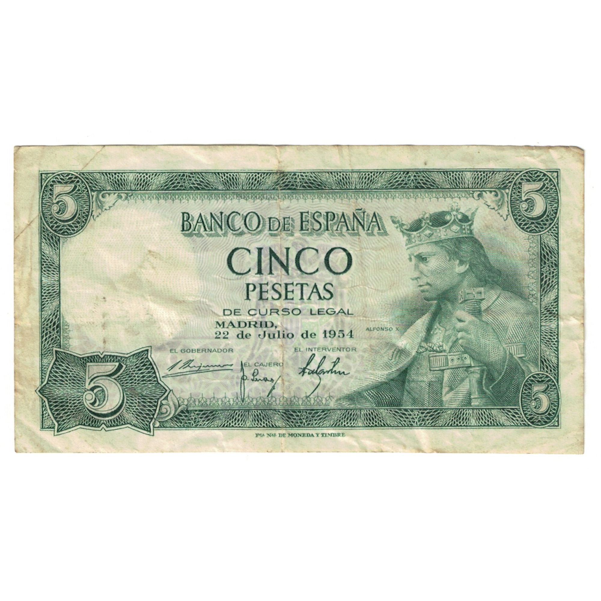 Banknote, Spain, 5 Pesetas, 1954, 1954-07-22, KM:146a, EF(40-45)