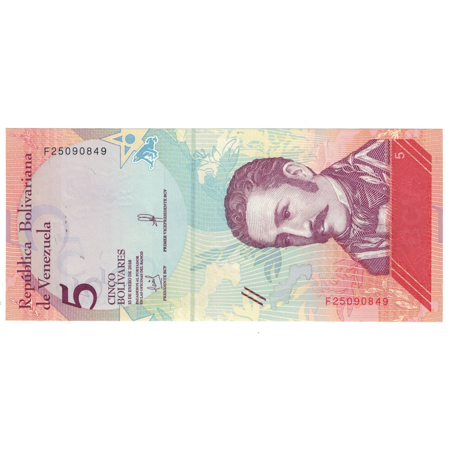 Banknote, Venezuela, 5 Bolivares, 2018, 2018-01-15, UNC(65-70)