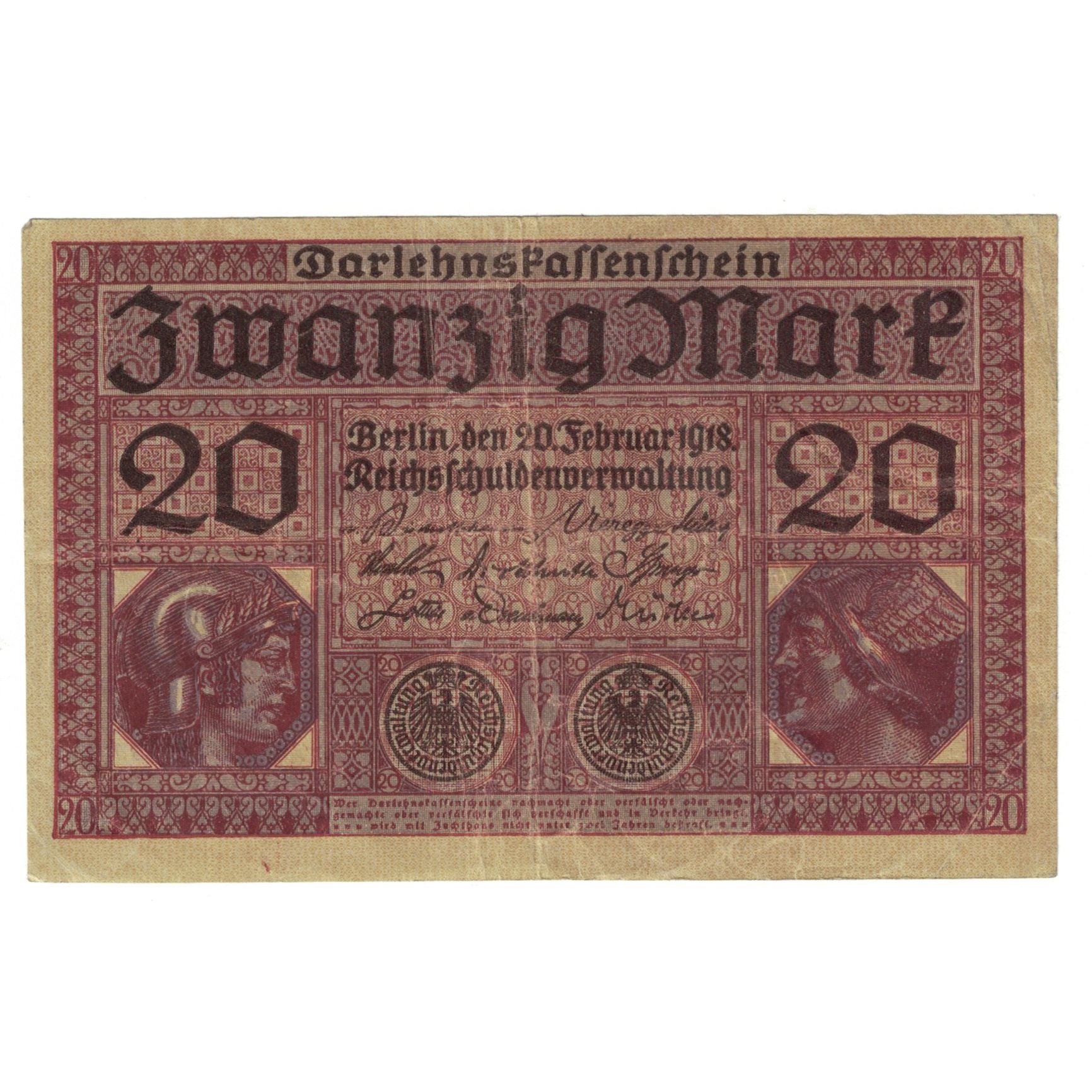 Banknote, Germany, 20 Mark, 1918, 1918-02-20, KM:57, EF(40-45)