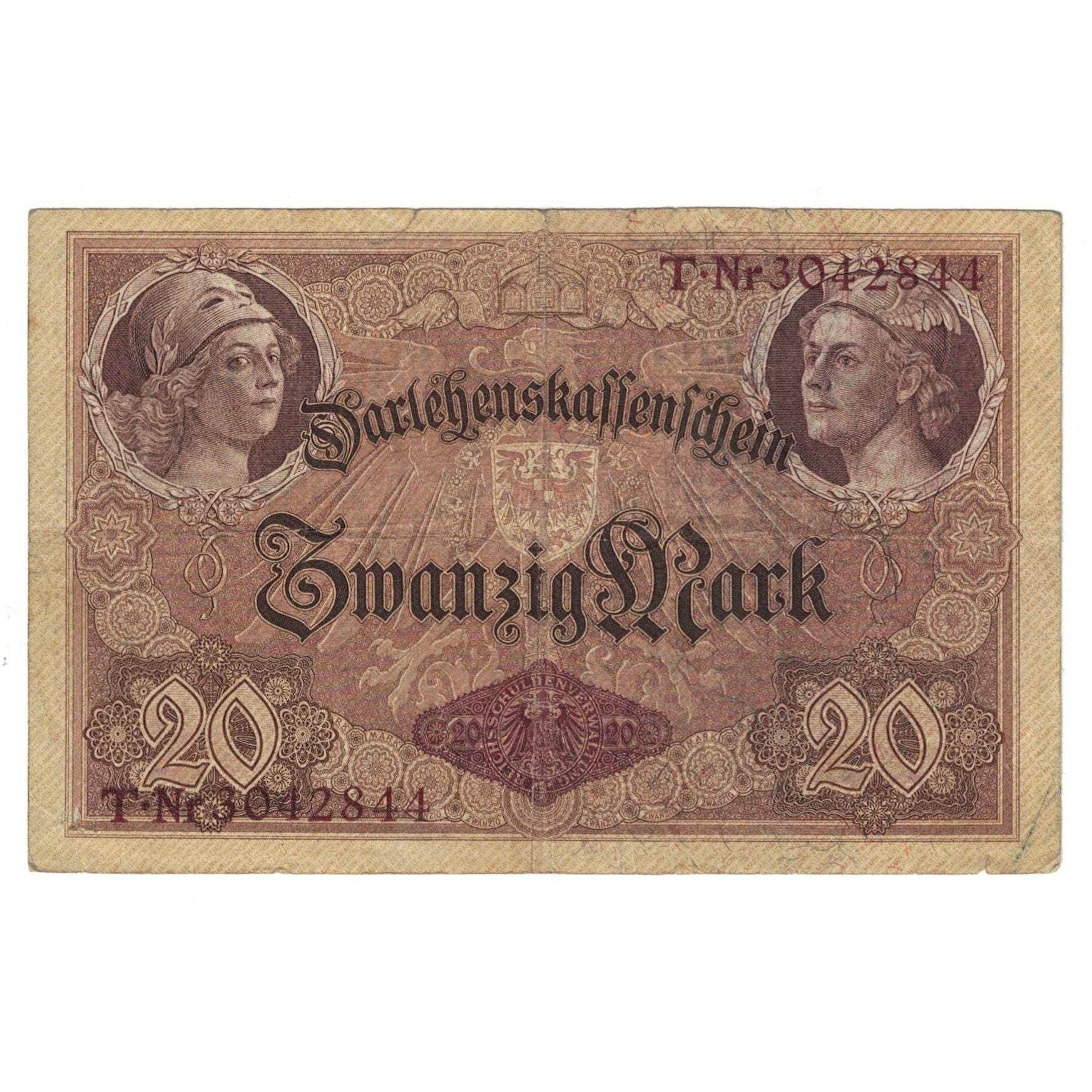 Billet, Allemagne, 20 Mark, 1914, 1914-08-05, KM:48a, TB