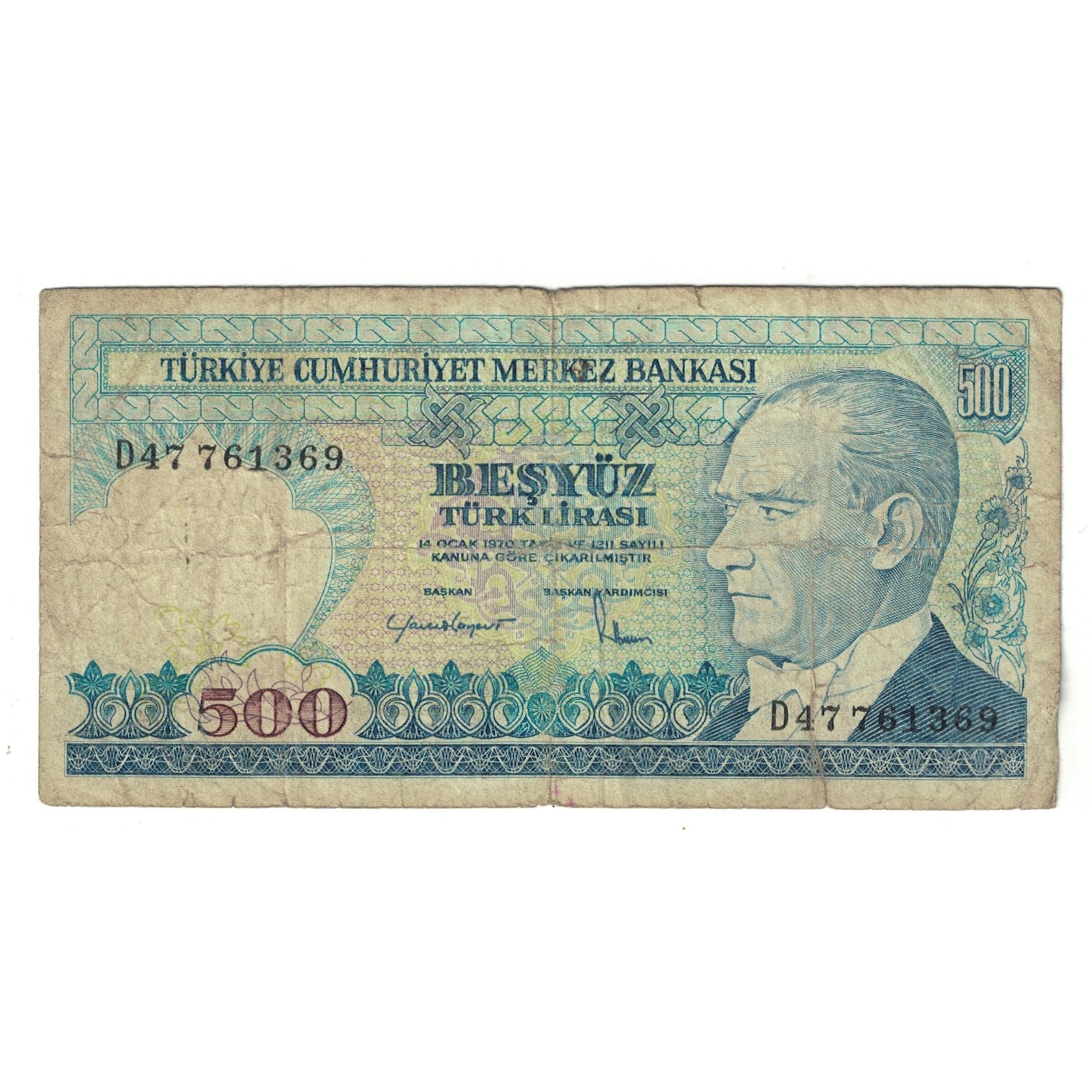 Geldschein, Türkei, 500 Lira, KM:195, SGE