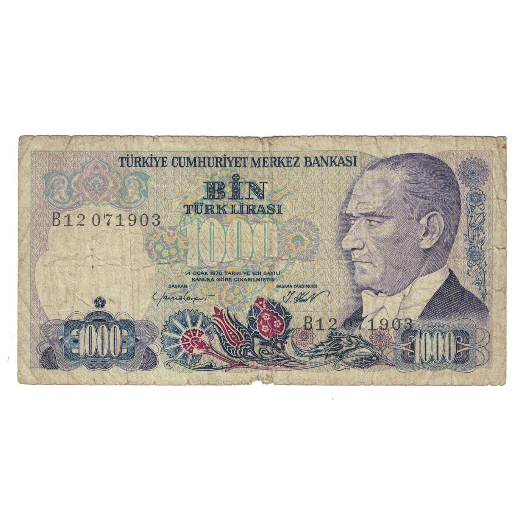 Banknote, Turkey, 1000 Lira, KM:196, VG(8-10)
