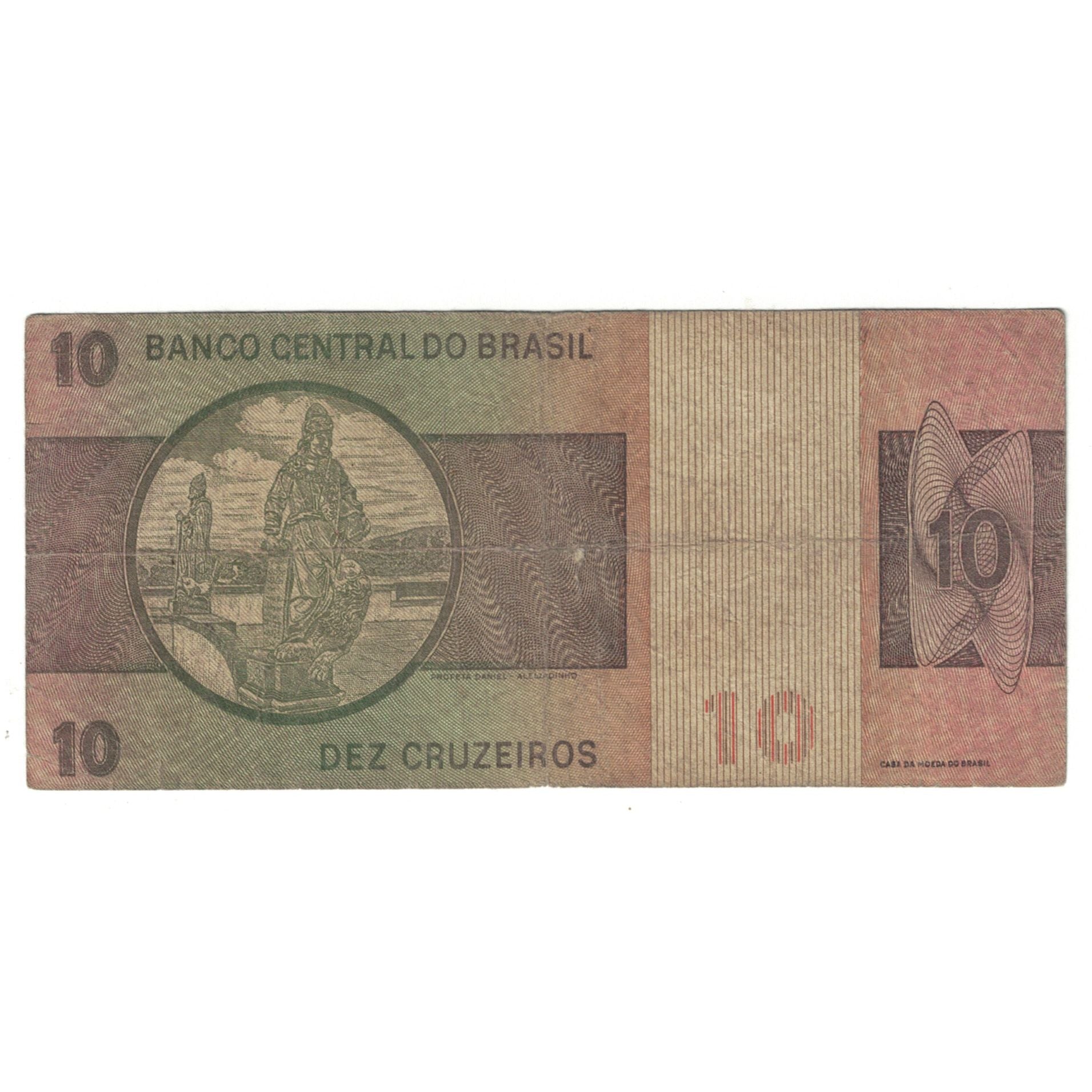 Nota, Brasil, 10 Cruzeiros, 1970, KM:193e, VF(20-25)
