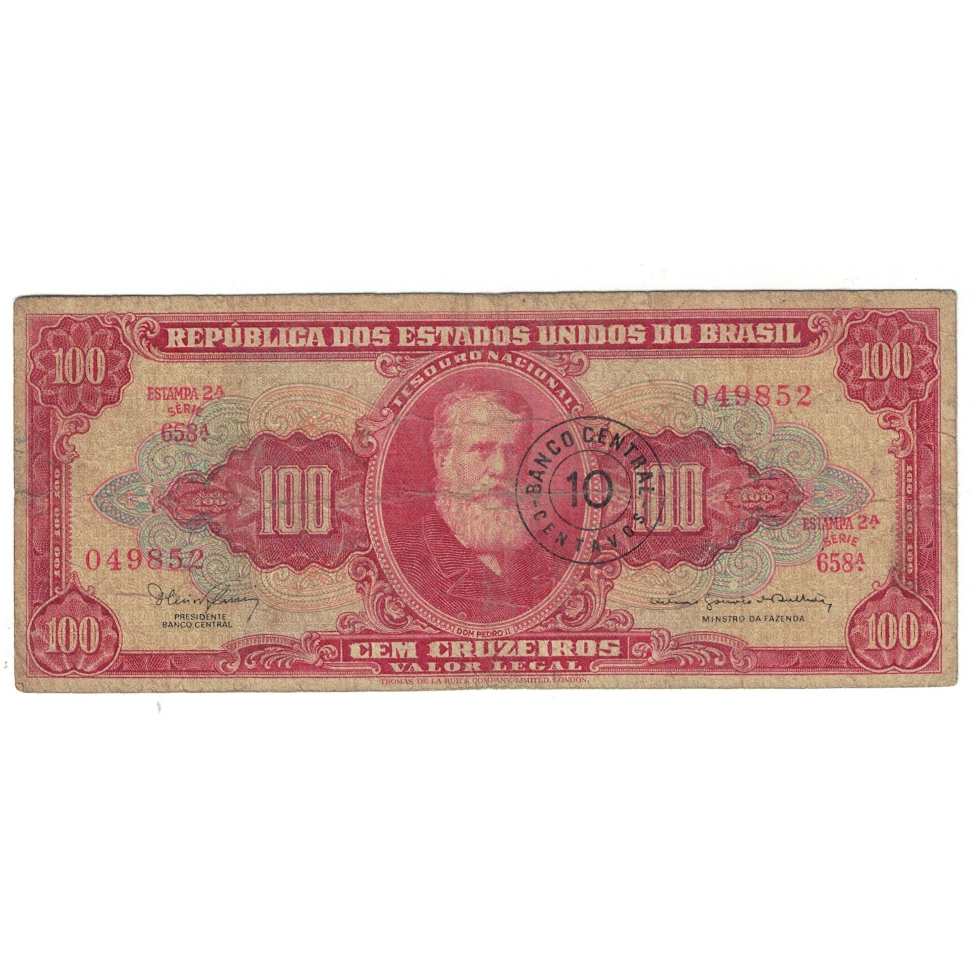 Banknote, Brazil, 10 Centavos on 100 Cruzeiros, KM:185a, VF(20-25)