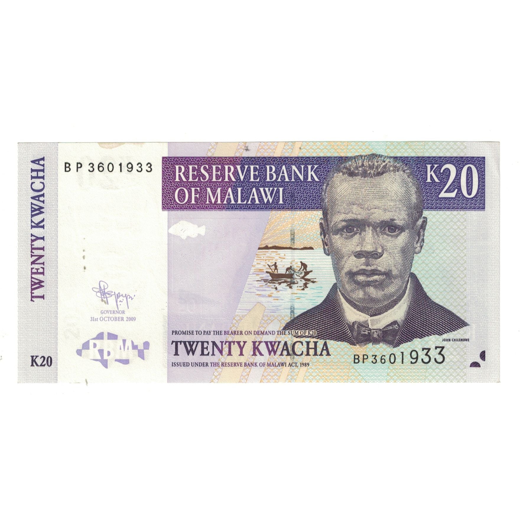 Banconote, Malawi, 20 Kwacha, 2009, 2009-10-31, KM:52e, SPL-