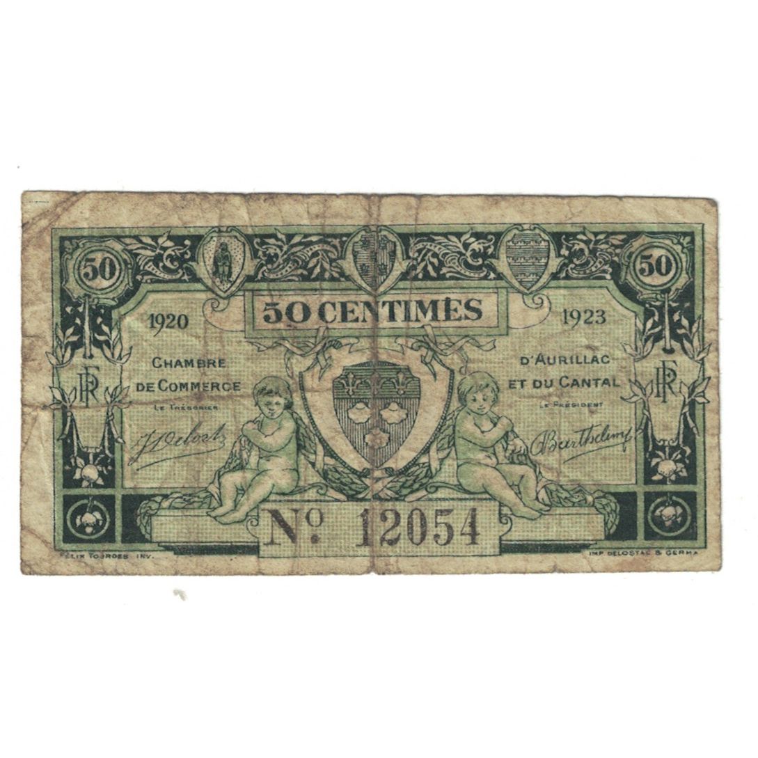 France, Aurillac, 50 Centimes, 1920-1923, VF(20-25), Pirot:16-14