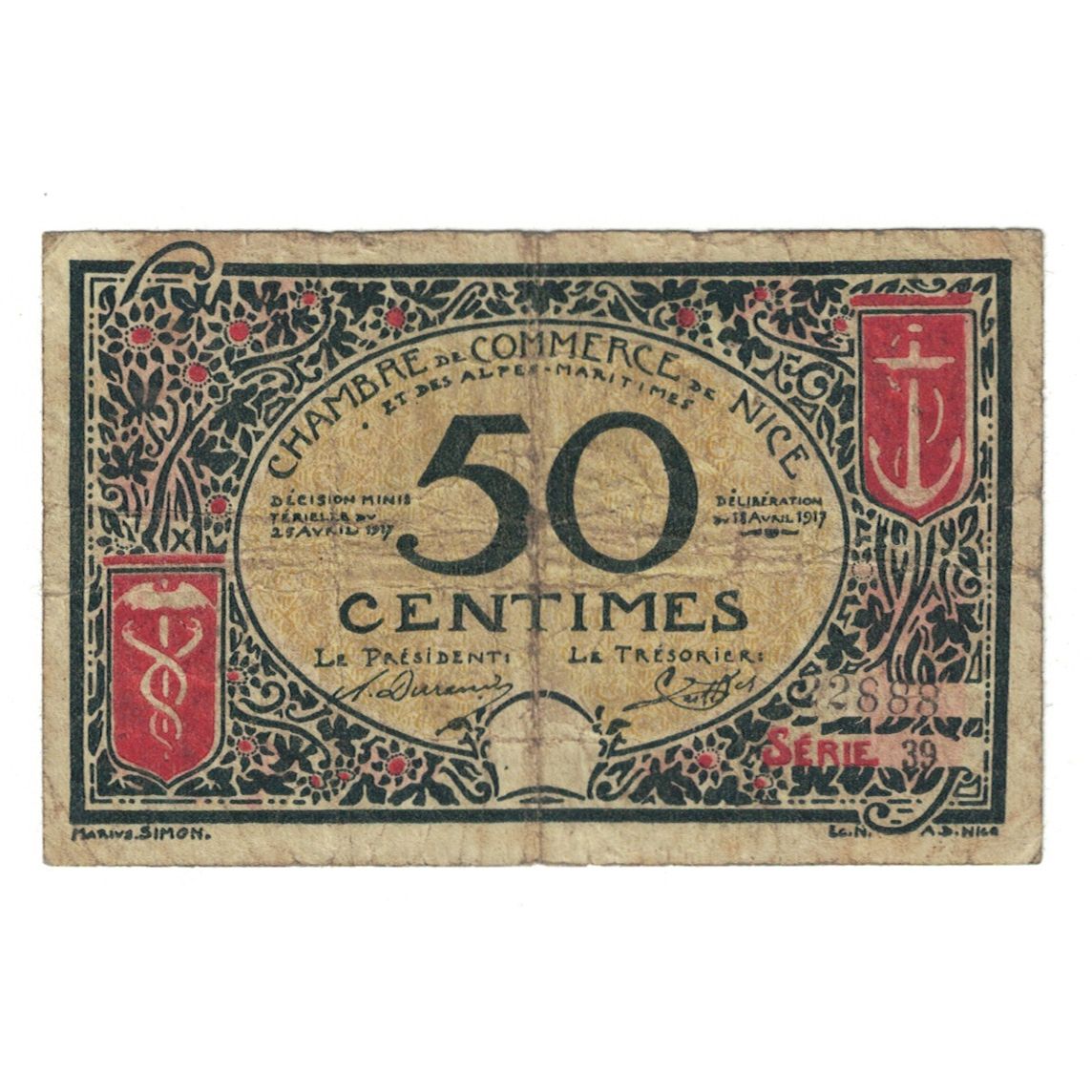 France, Nice, 50 Centimes, 1918, VF(30-35), Pirot:91-4