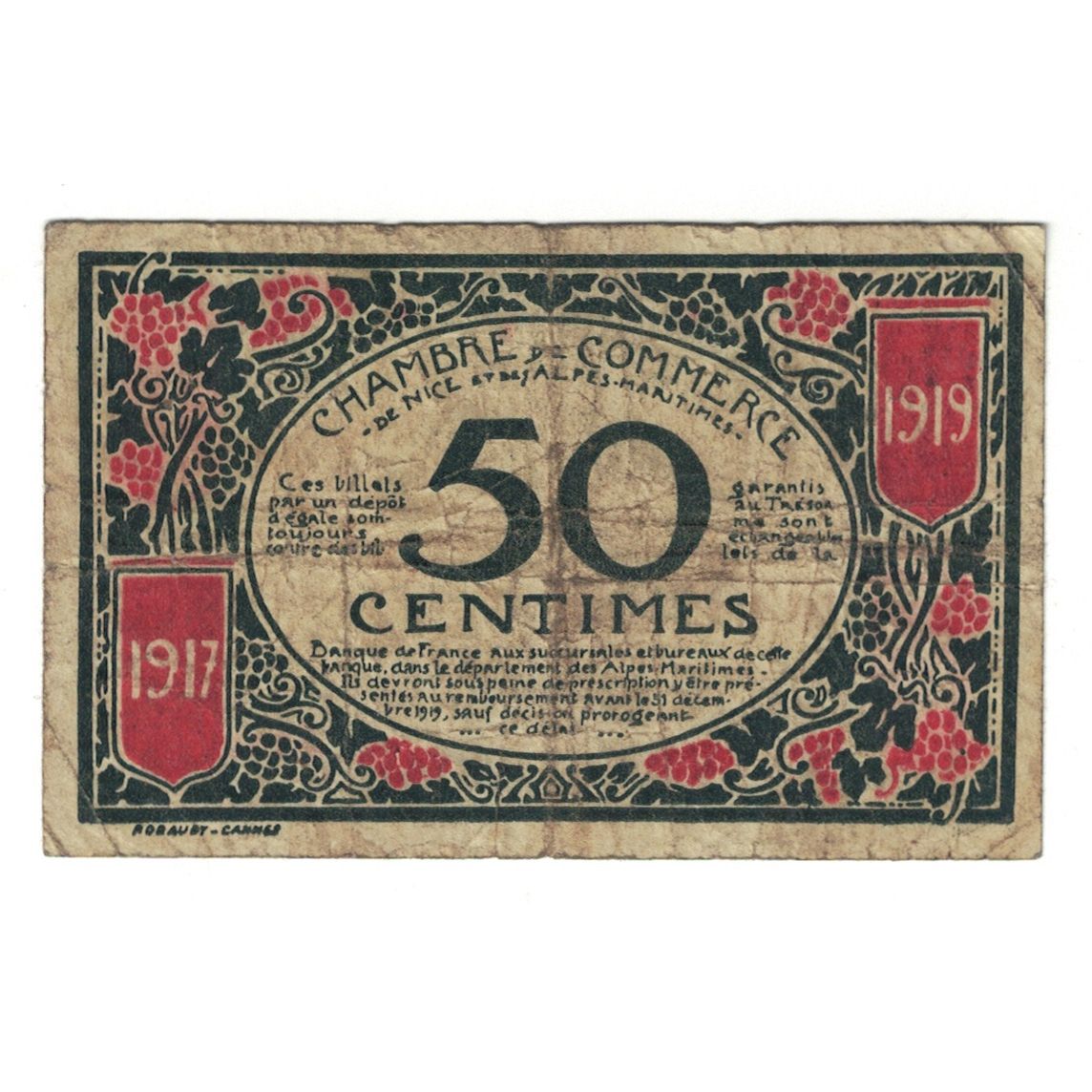 France, Nice, 50 Centimes, 1918, VF(30-35), Pirot:91-4