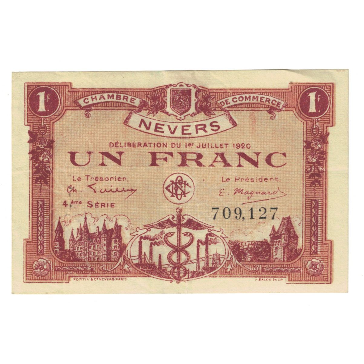 France, Nevers, 1 Franc, 1920, UNC(60-62), Pirot:90-19