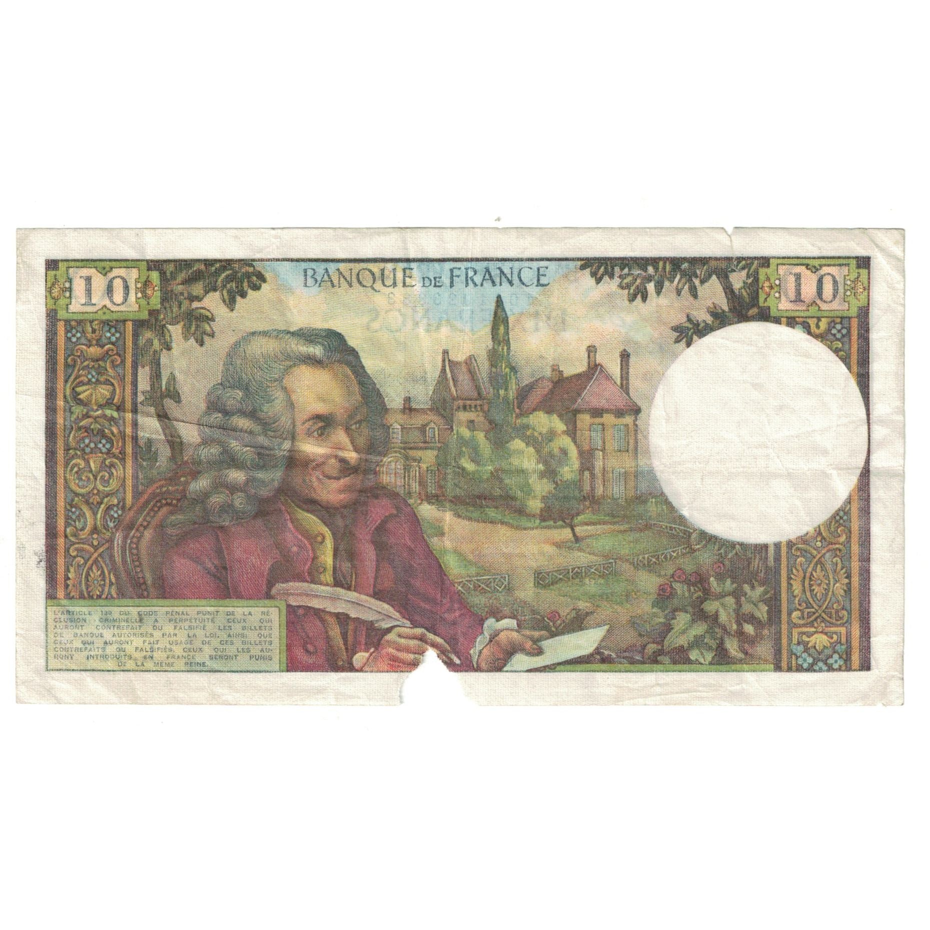 Frankreich, 10 Francs, Voltaire, L.417, SGE+, Fayette:NOT APPLICABLE, KM:147d