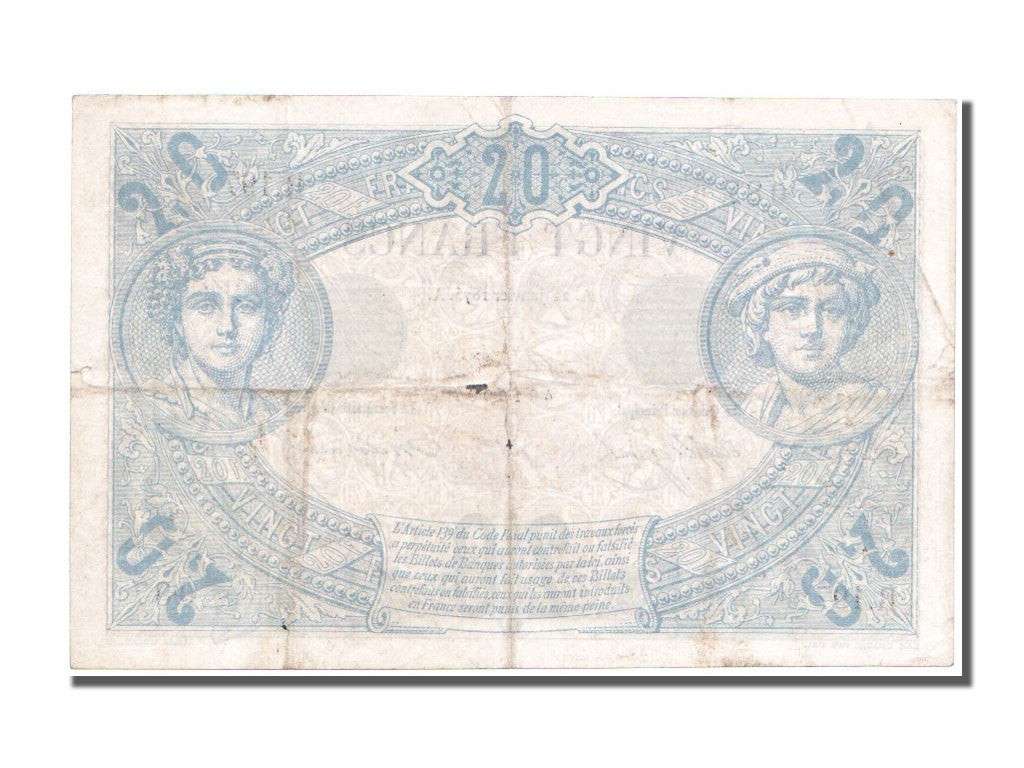 Banknote, France, 20 Francs, 20 F 1874-1905 ''Noir'', 1875, 1875-01-22