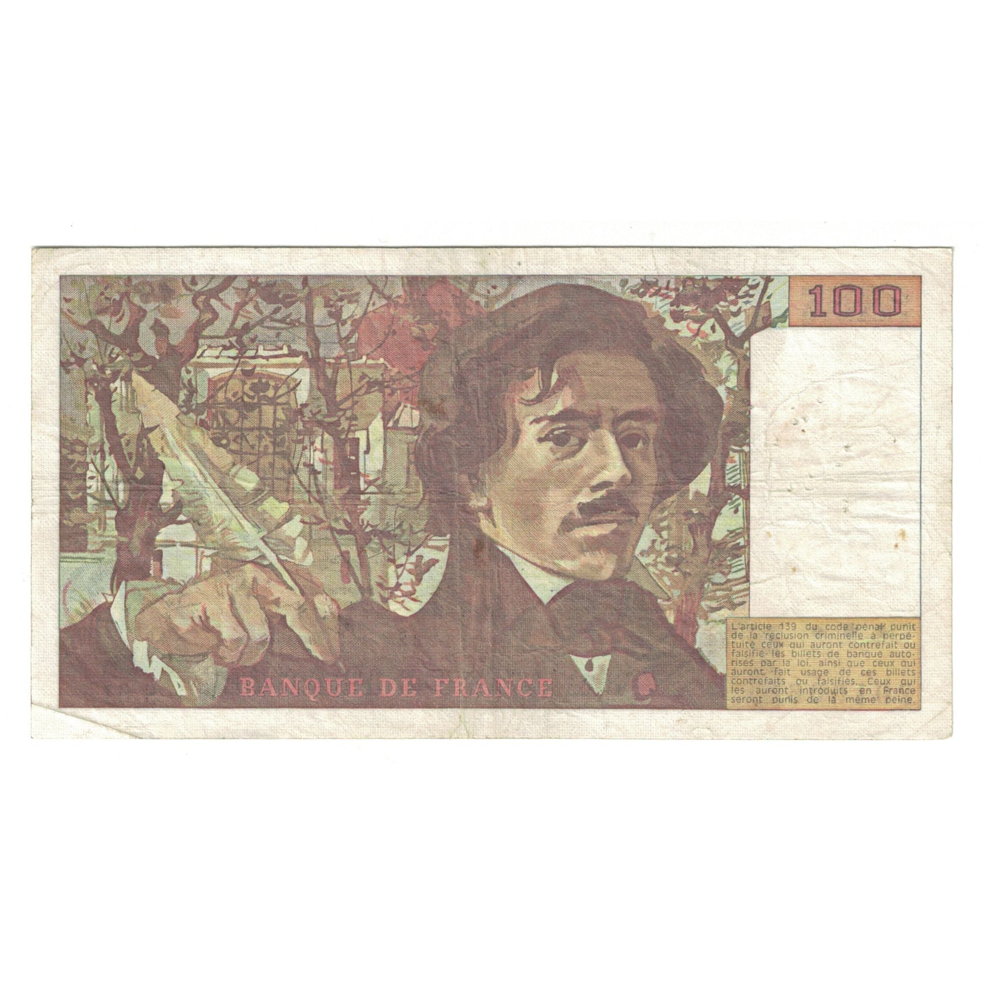 Francja, 100 Francs, Delacroix, 1982, 201006S.61, VF(30-35), Fayette:69.6