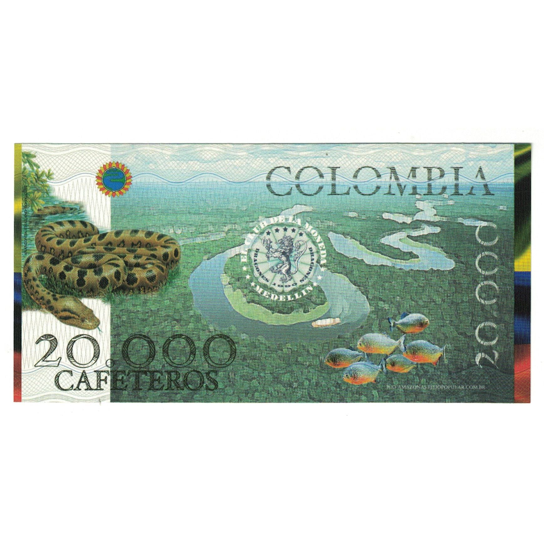 Biljet, Colombia, Tourist Banknote, 2013, 2013-06-09, 20000 CAFETEROS EL CLUB DE