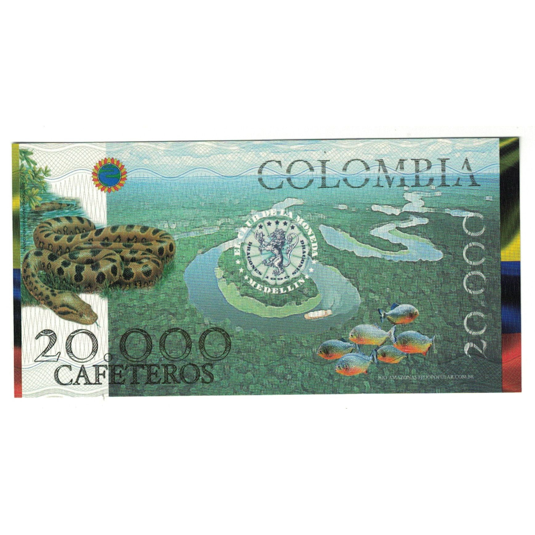 Biljet, Colombia, Tourist Banknote, 2013, 2013-06-09, 20000 CAFETEROS EL CLUB DE