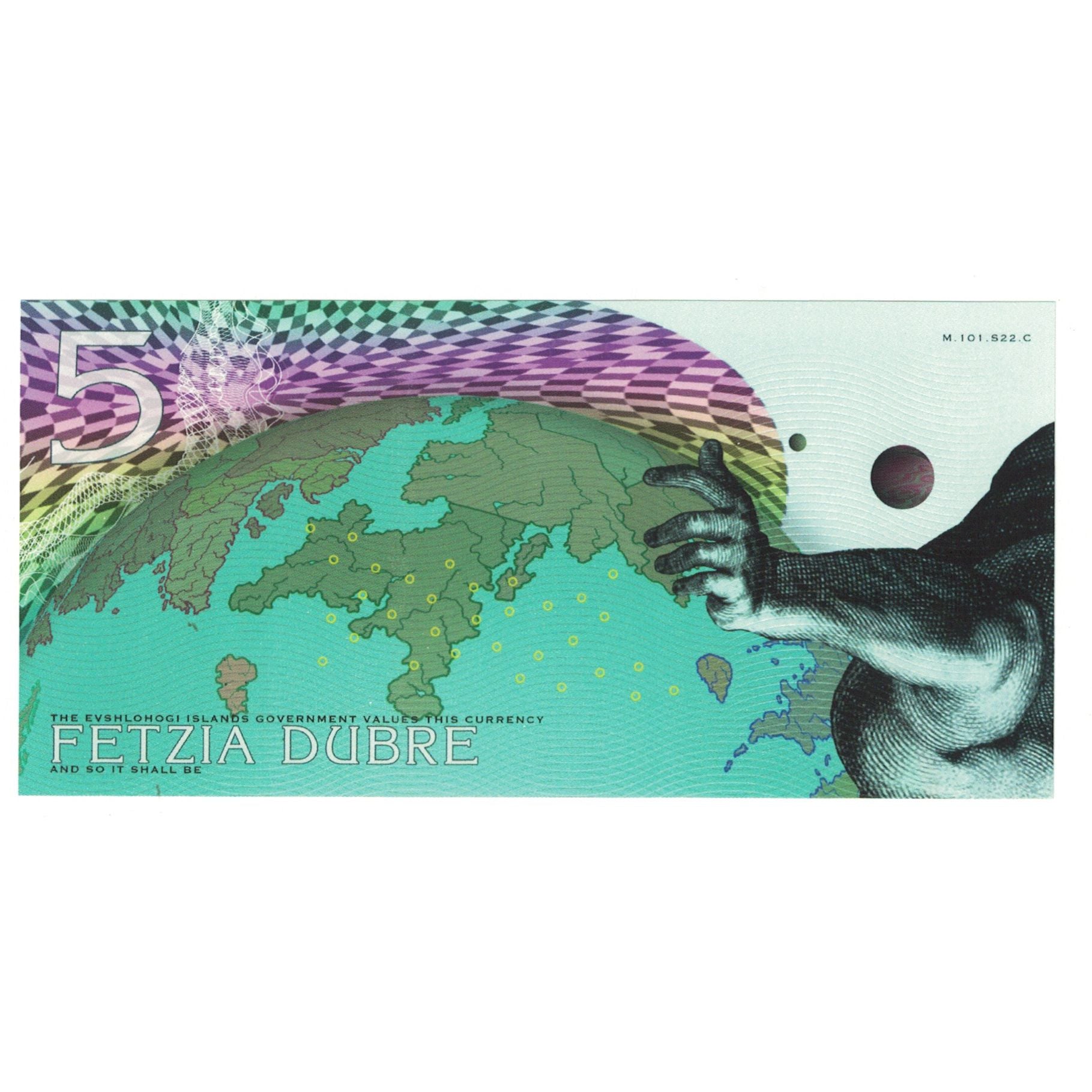 Banknot, Serbia, Tourist Banknote, 2018, 5 DUBRE BANK OF EVSHLOHOGI, UNC(65-70)