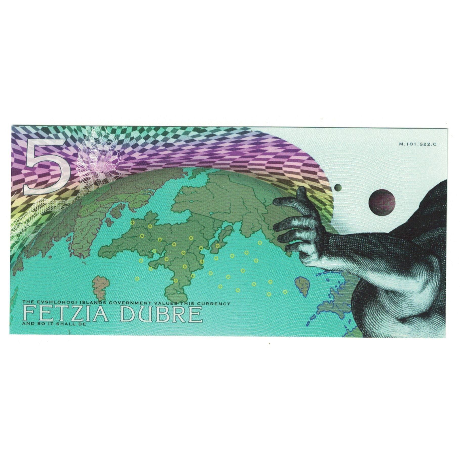 Geldschein, Serbien, Tourist Banknote, 2018, 5 DUBRE BANK OF EVSHLOHOGI, UNZ