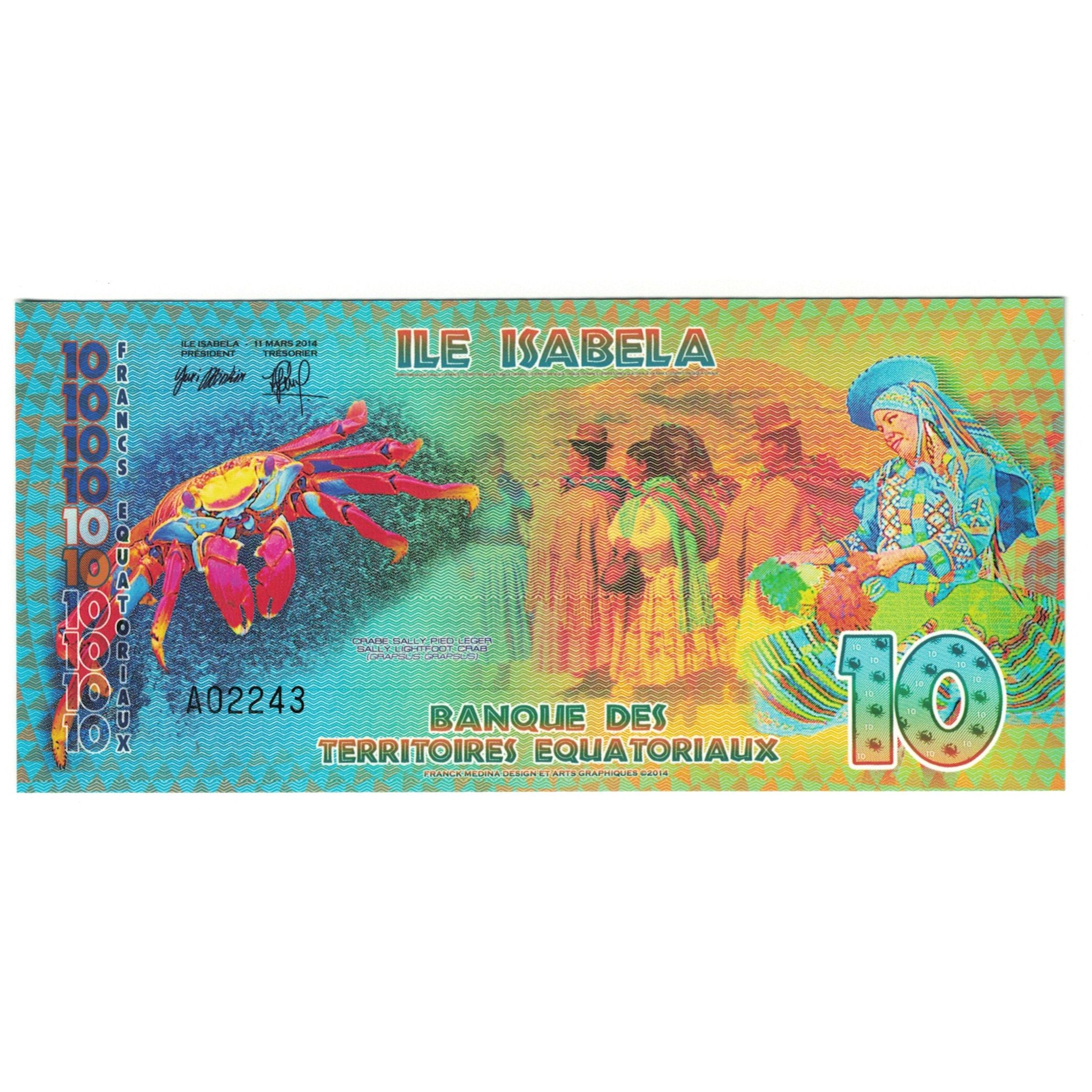 Nota, Equador, 10 Francs, 2014, 2014-03-11, ISABELA ISLAND FRANCS EQUATORIAUX