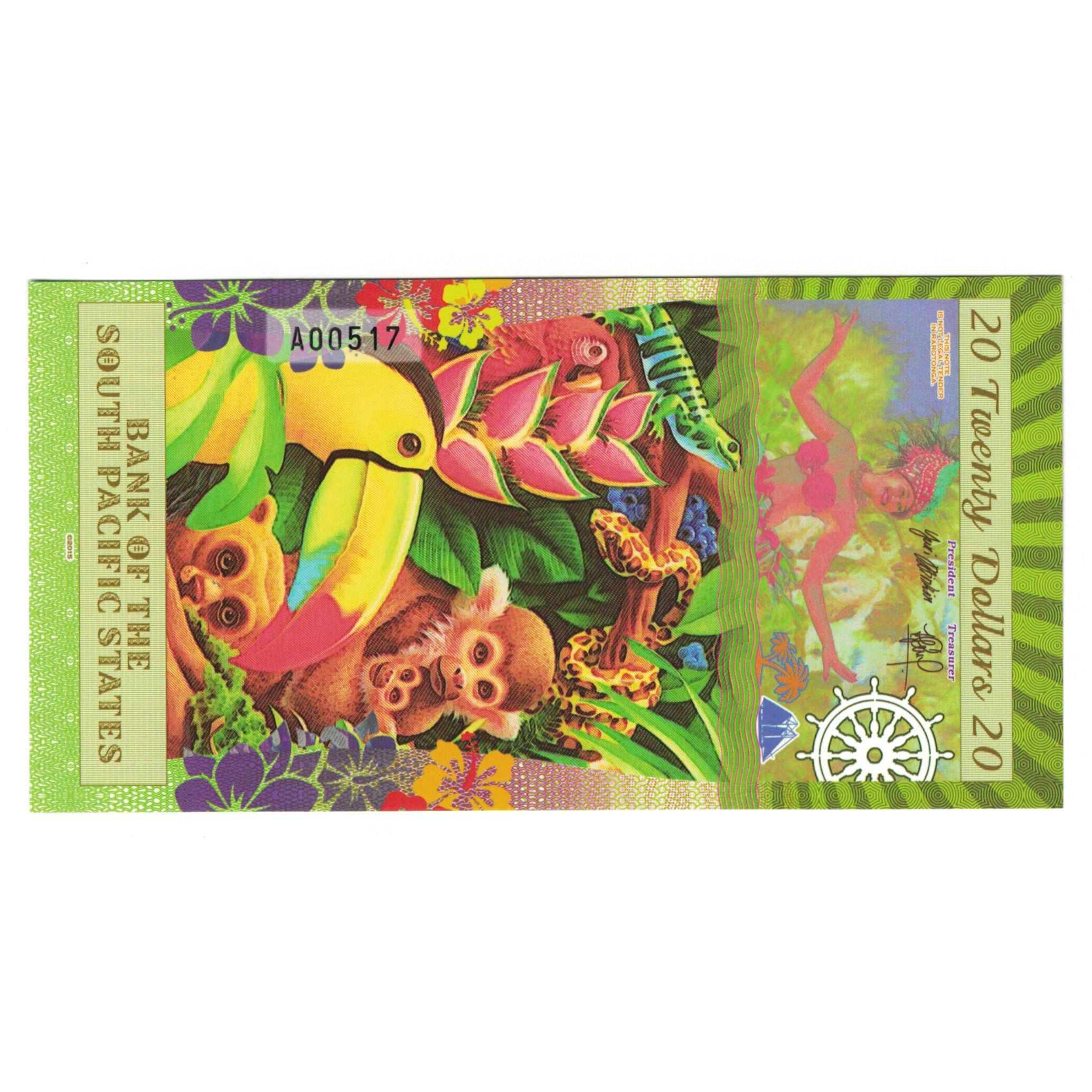 Geldschein, Vereinigte Staaten, 20 Dollars, 2015, 2015-07-28, RAROTONGA PACIFIC