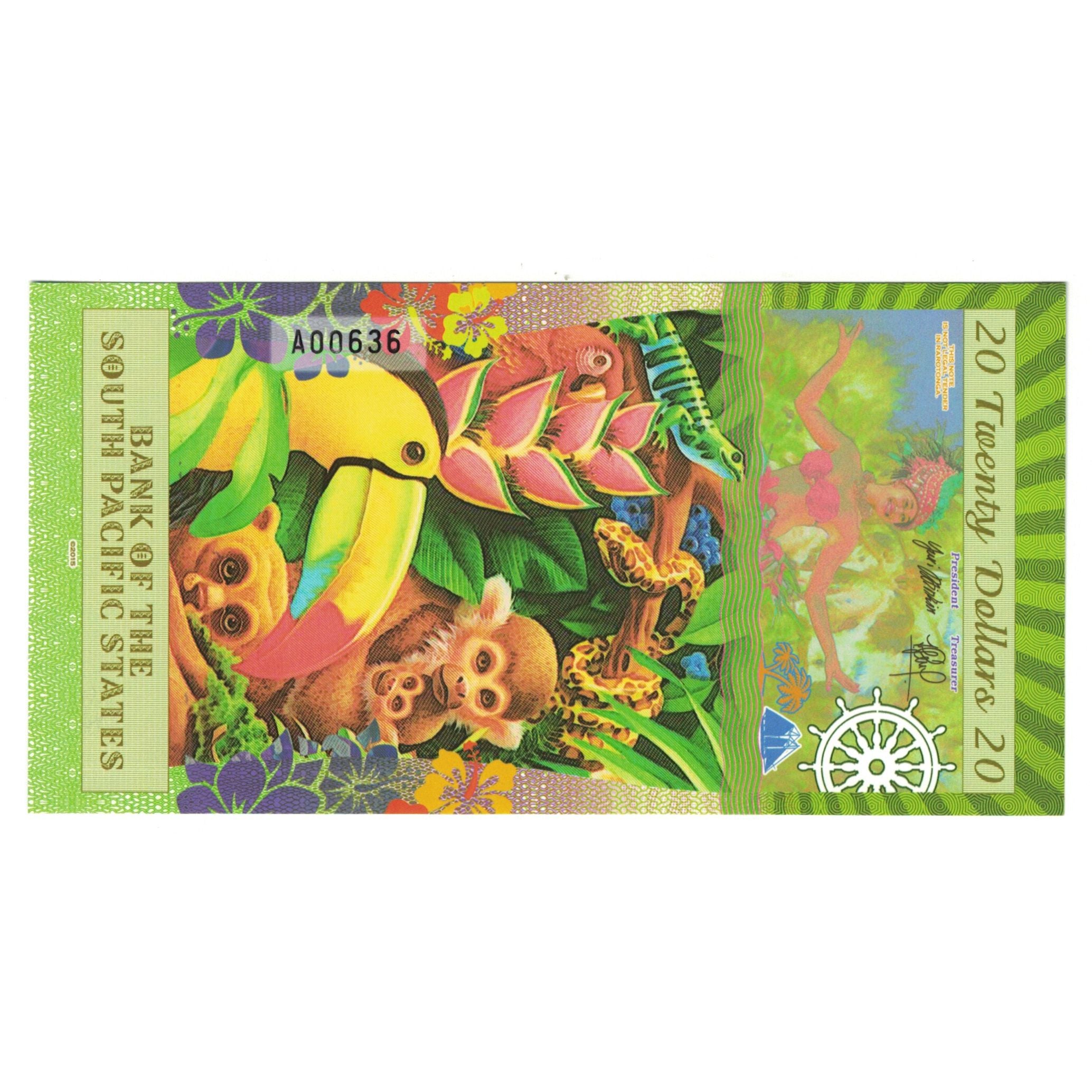 Banknote, United States, 20 Dollars, 2015, 2015-07-28, RAROTONGA PACIFIC STATES