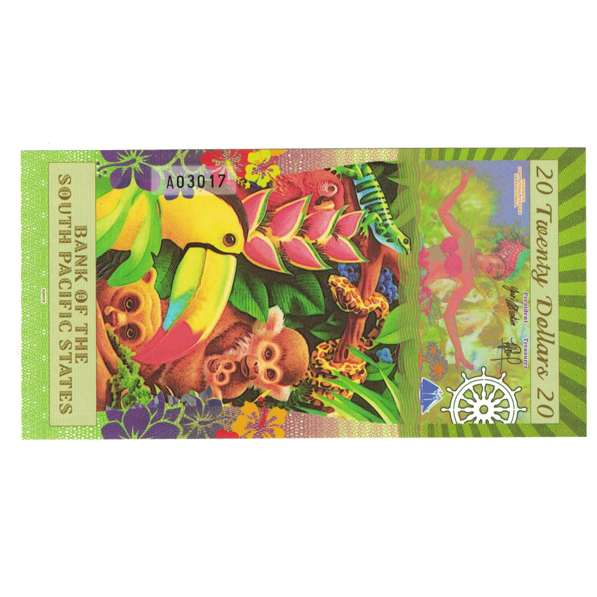 Billet, États-Unis, 20 Dollars, 2015, 2015-07-28, RAROTONGA PACIFIC STATES