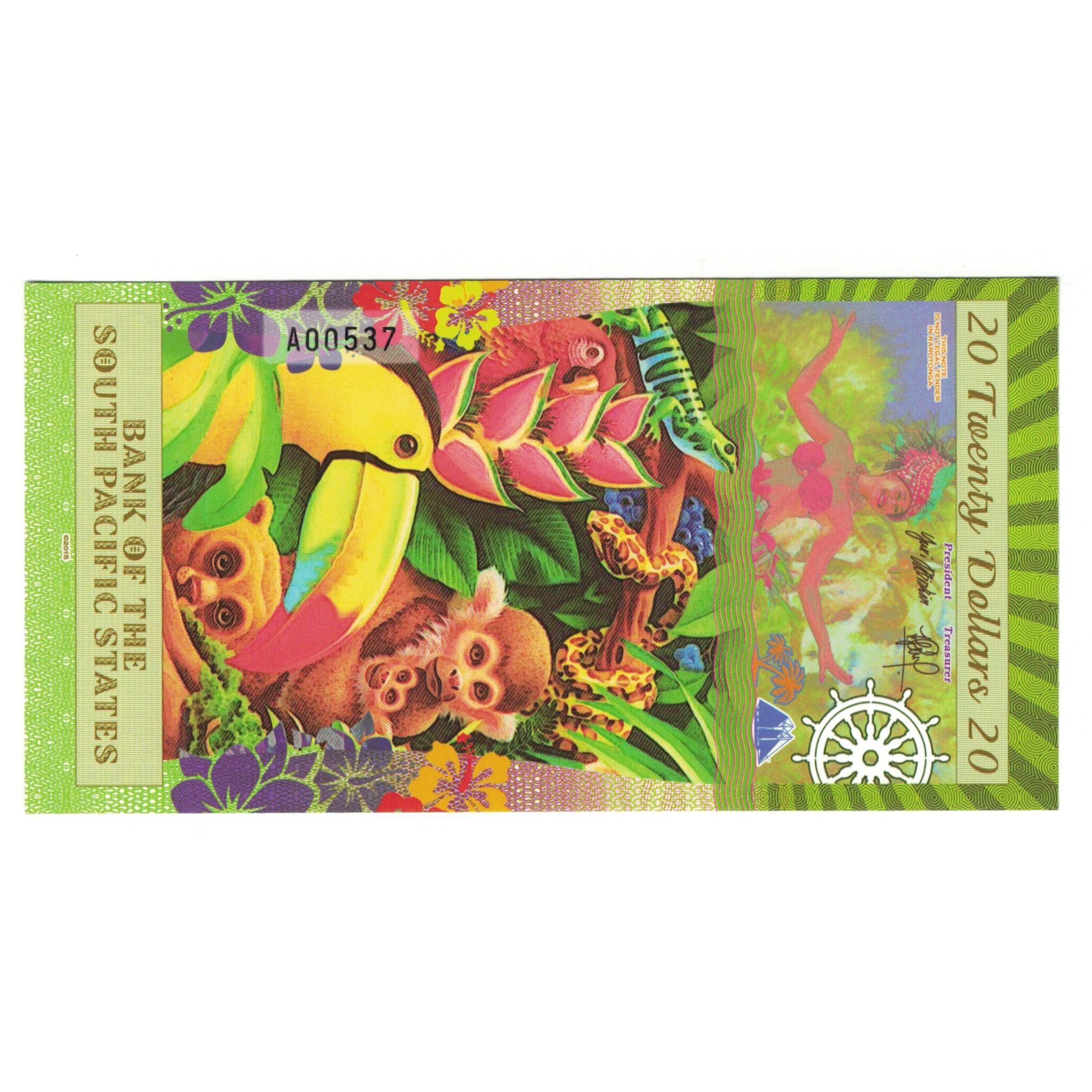 Banconote, Stati Uniti, 20 Dollars, 2015, 2015-07-28, RAROTONGA PACIFIC STATES
