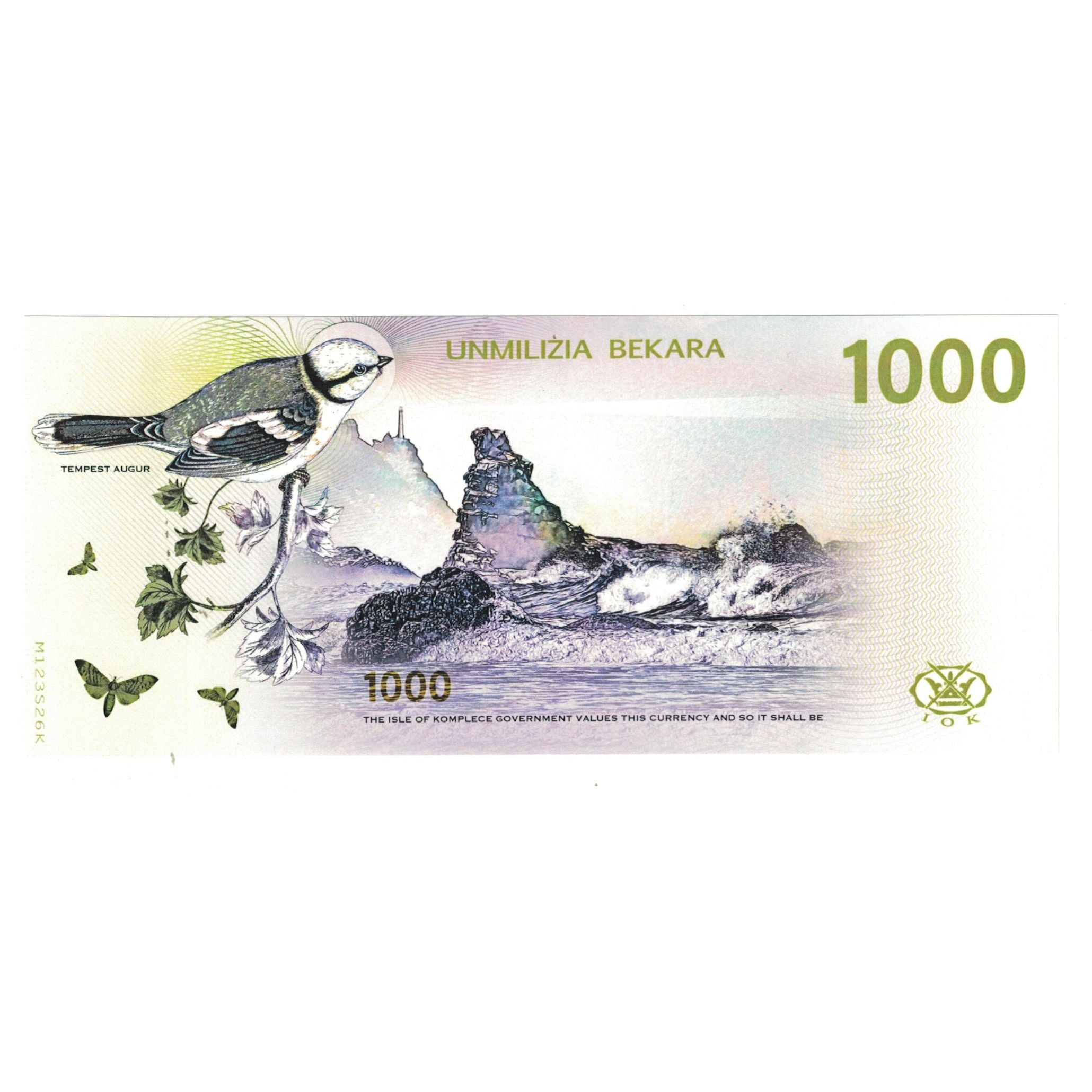 Nota, Estados Unidos da América, Tourist Banknote, 2019, ISLE OF KOMPLECE 1000