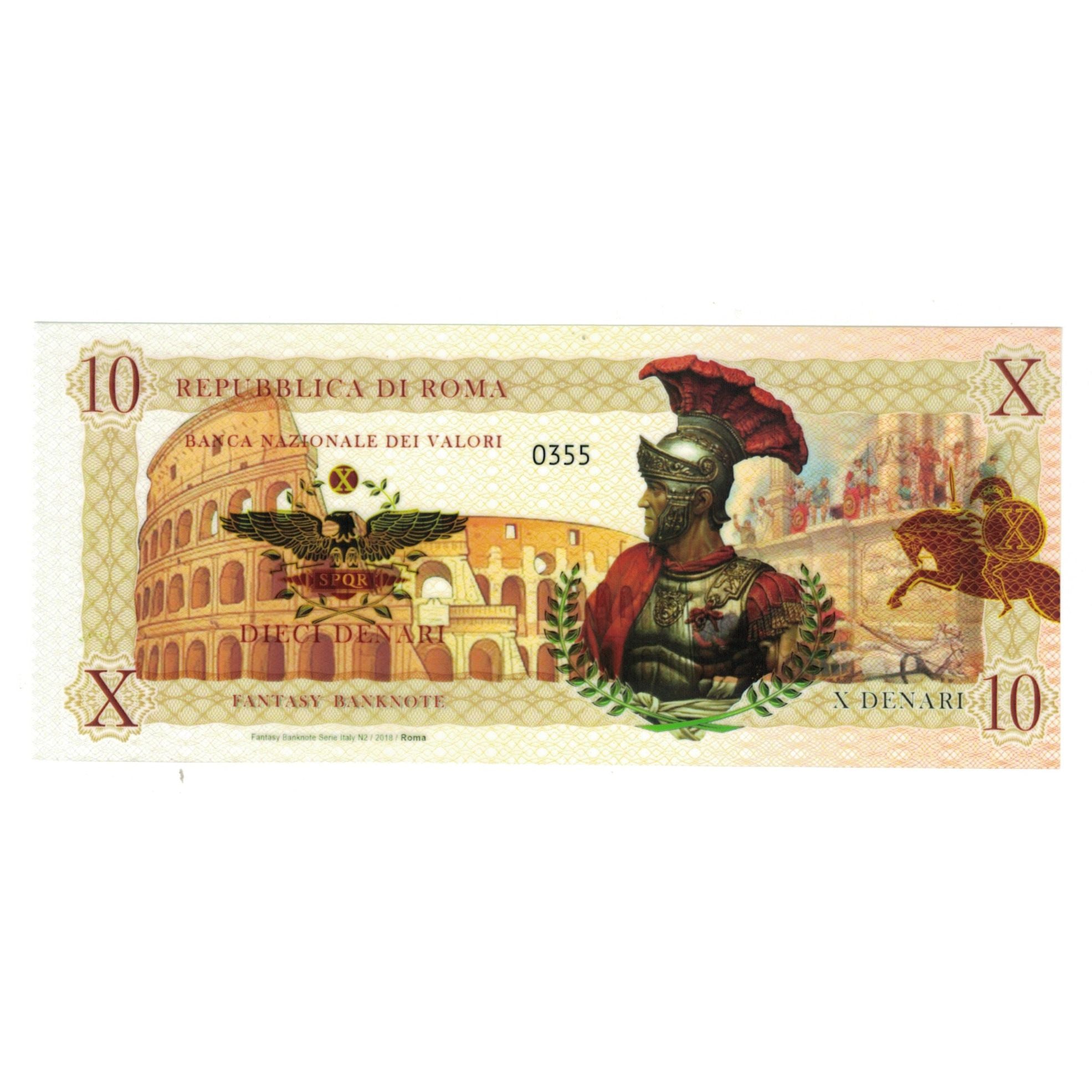 Banknote, Italy, Tourist Banknote, 2018, REPUBBLICA DI ROMA 10 DENARI