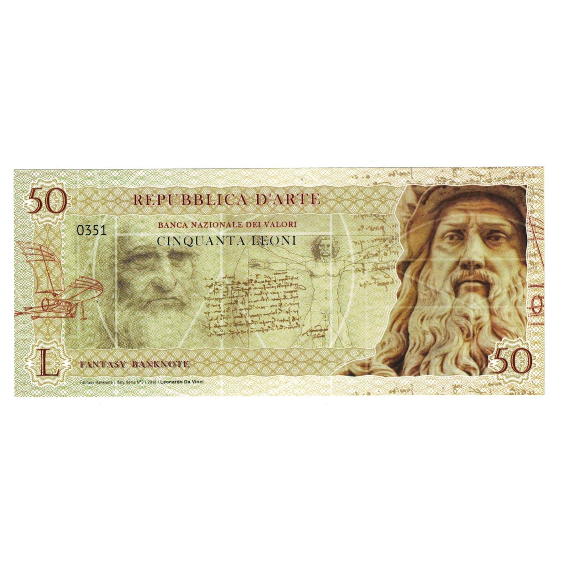 Banknote, Italy, Tourist Banknote, 2018, REPUBBLICA D'ARTE 50 LEONI, UNC(65-70)