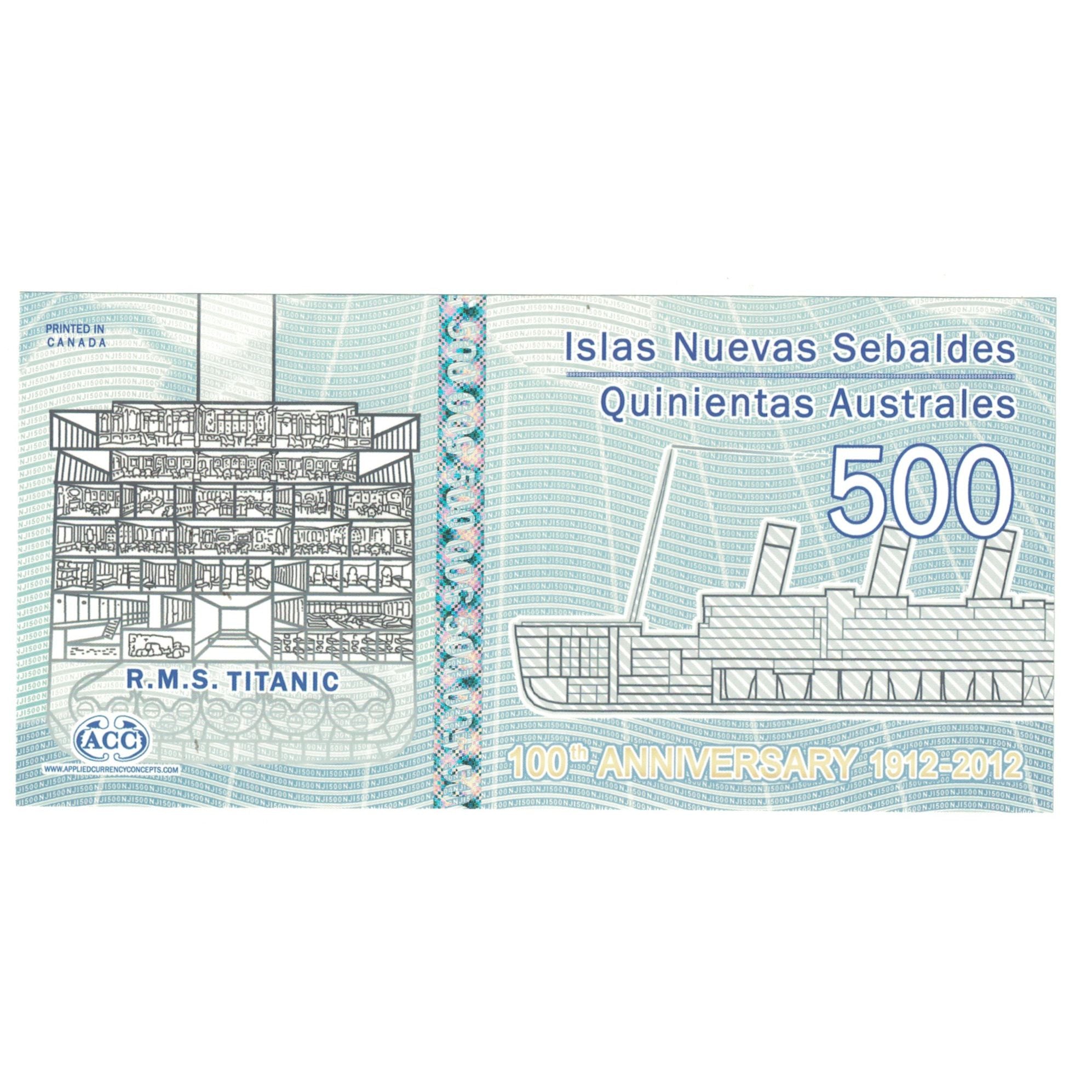 Nota, Reino Unido, 500 Australes, 2012, NEW JASON ISLAND, UNC(65-70)
