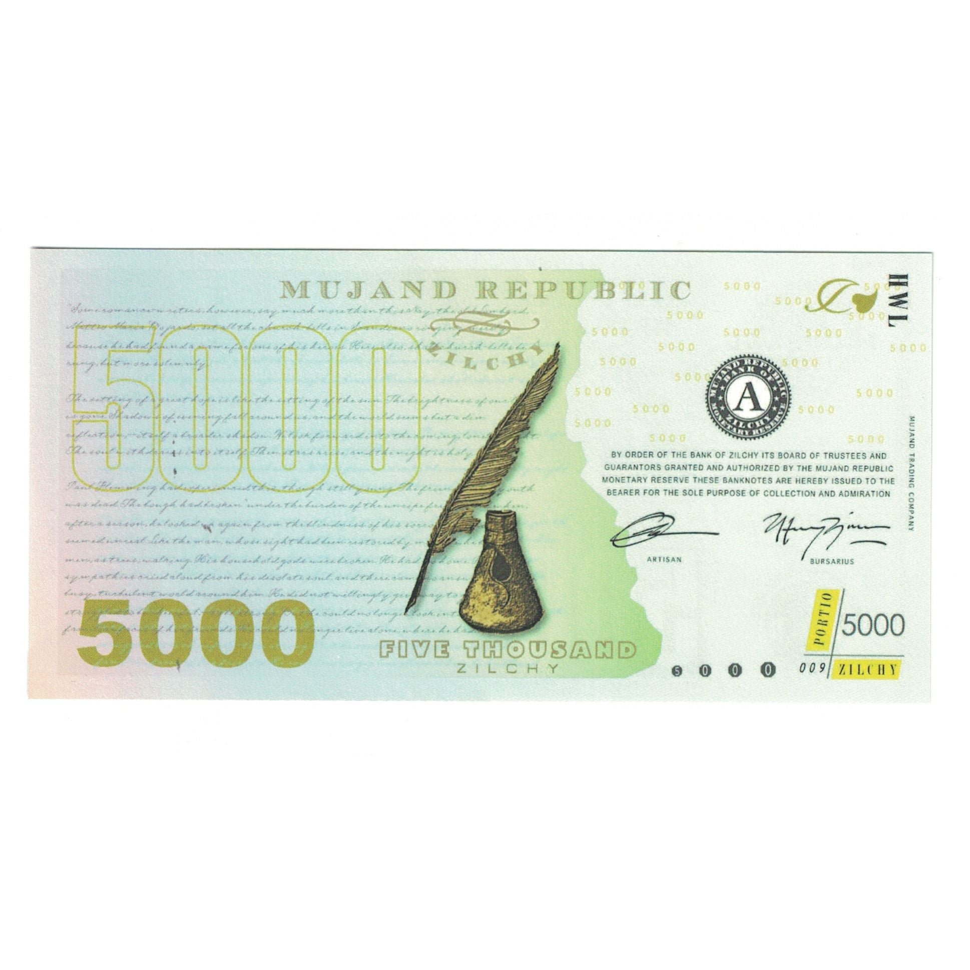 Billete, 2013, Comprobantes privados / no oficiales, FANTASY BANKNOTE 5000